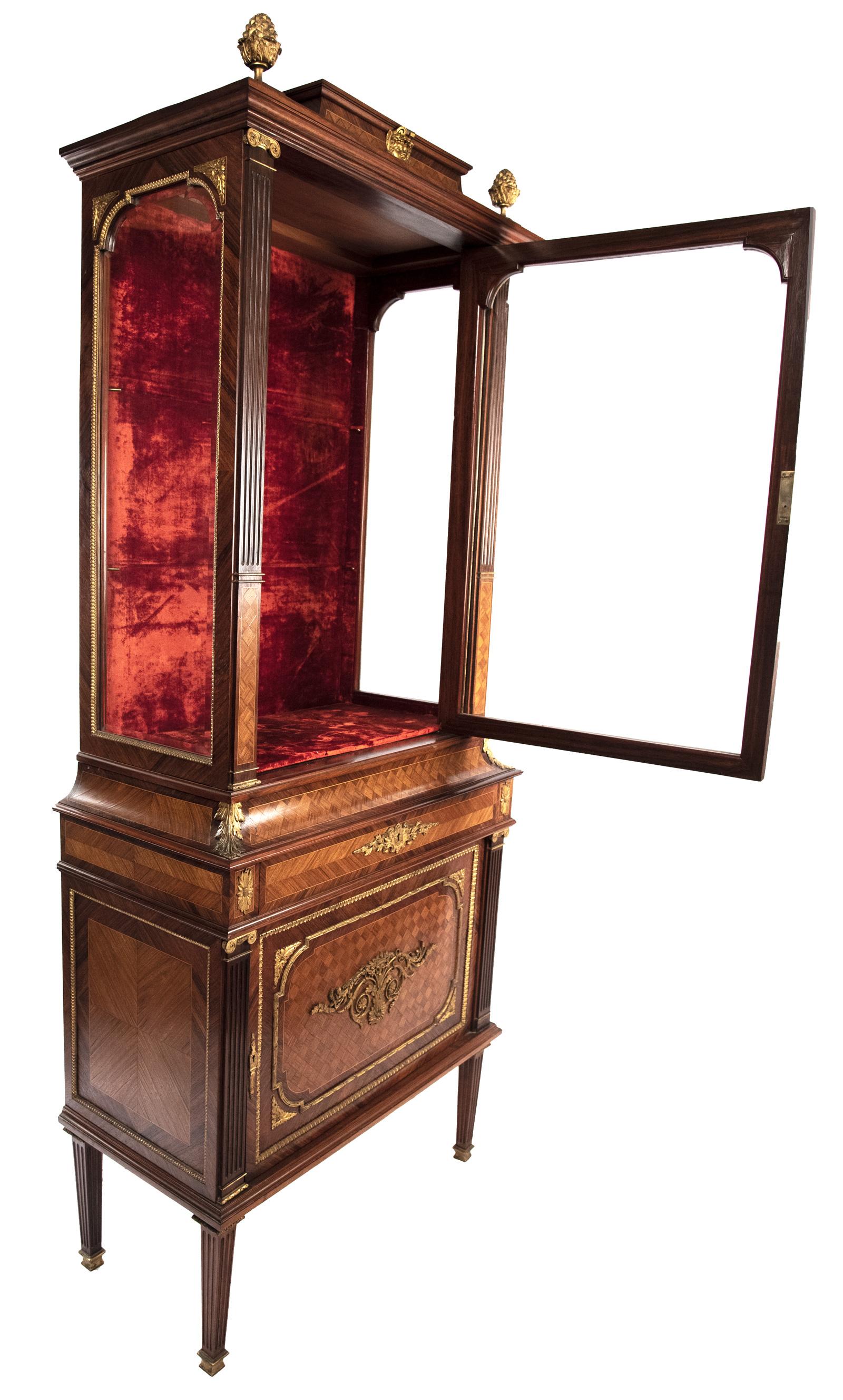 19th Century French Louis XVI Style Vitrine by A. Bastet, Lyon In Good Condition For Sale In Salt Lake City, UT