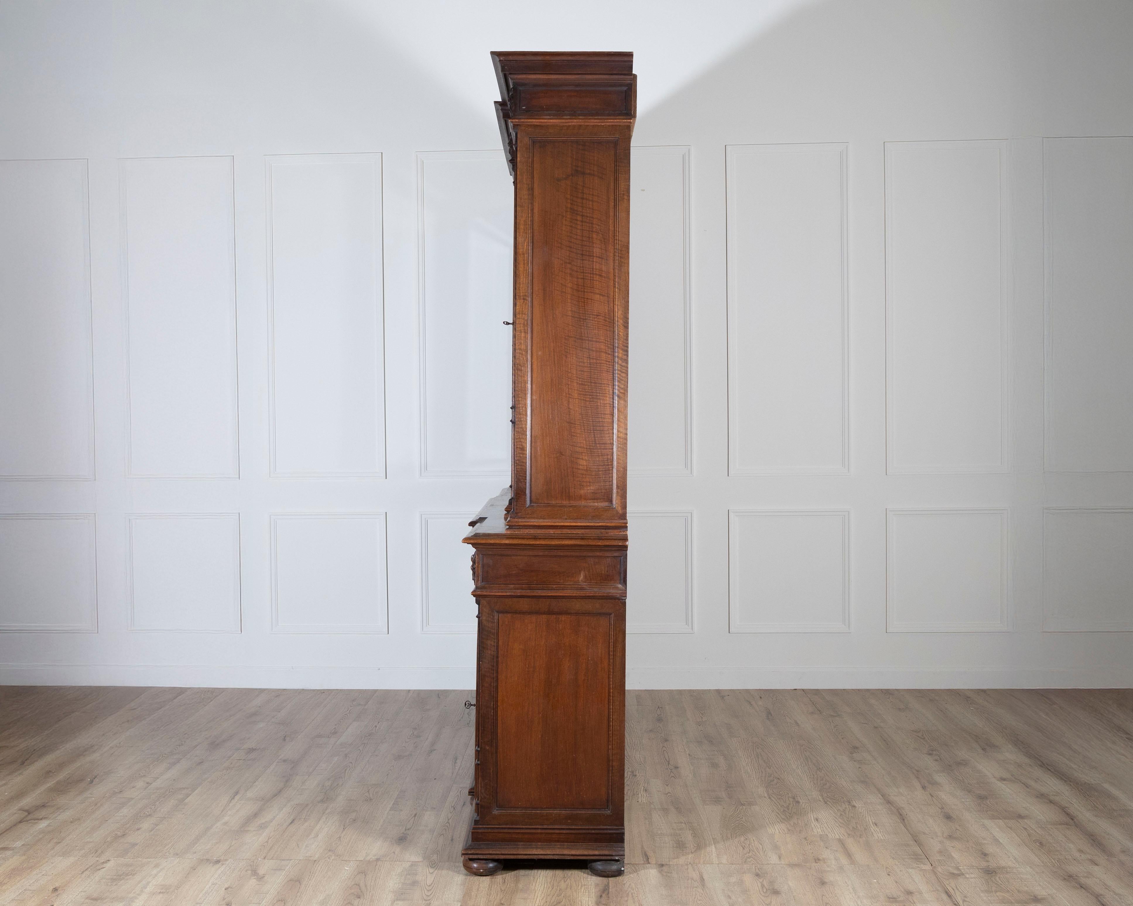 19th Century French Louis XVI Style Walnut 8-Door Bookcase For Sale 5