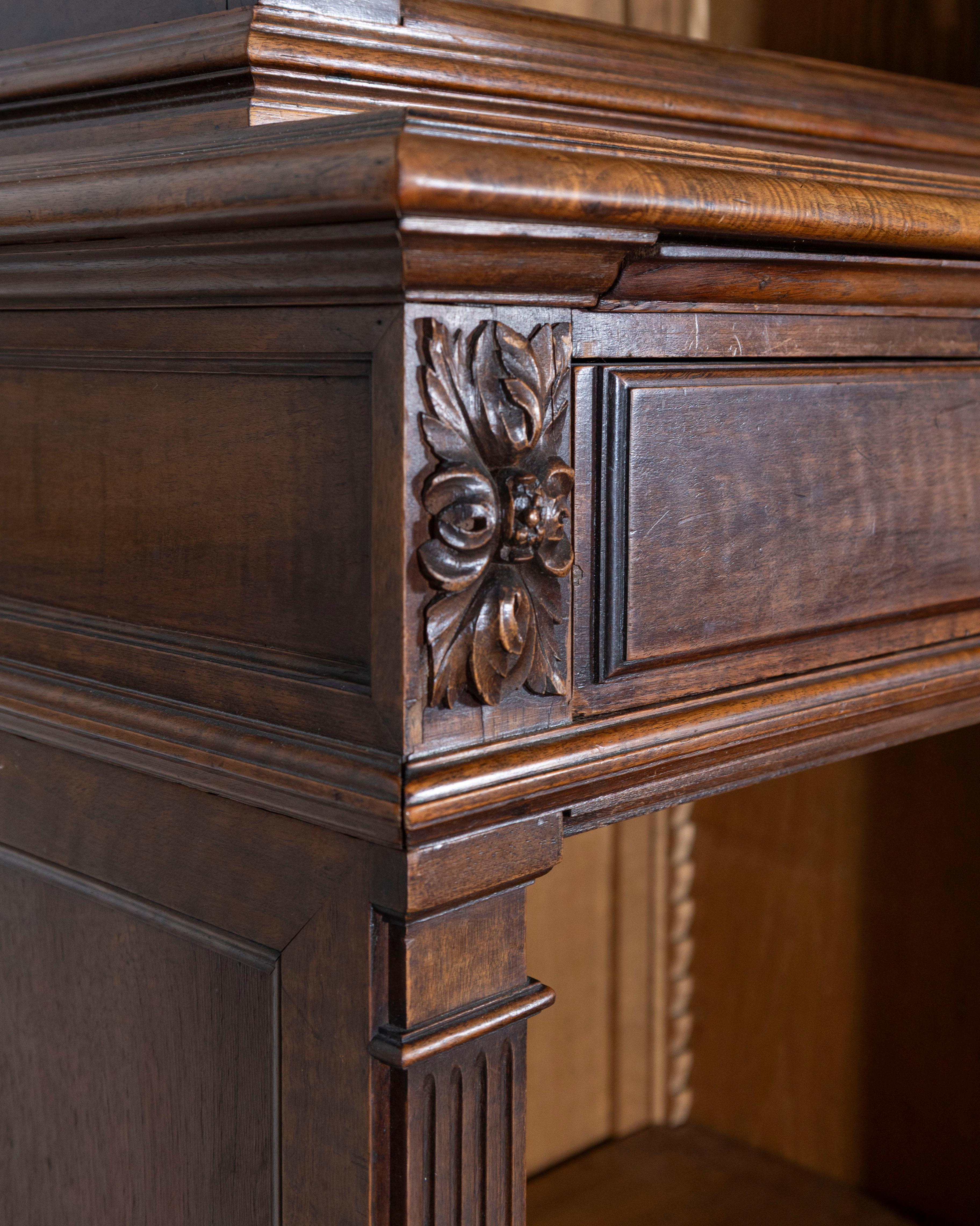 19th Century French Louis XVI Style Walnut 8-Door Bookcase For Sale 7