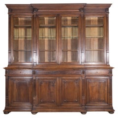 19th Century French Louis XVI Style Walnut 8-Door Bookcase