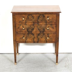 19th Century French Louis XVI Style Walnut and Burled Walnut Petite Commode