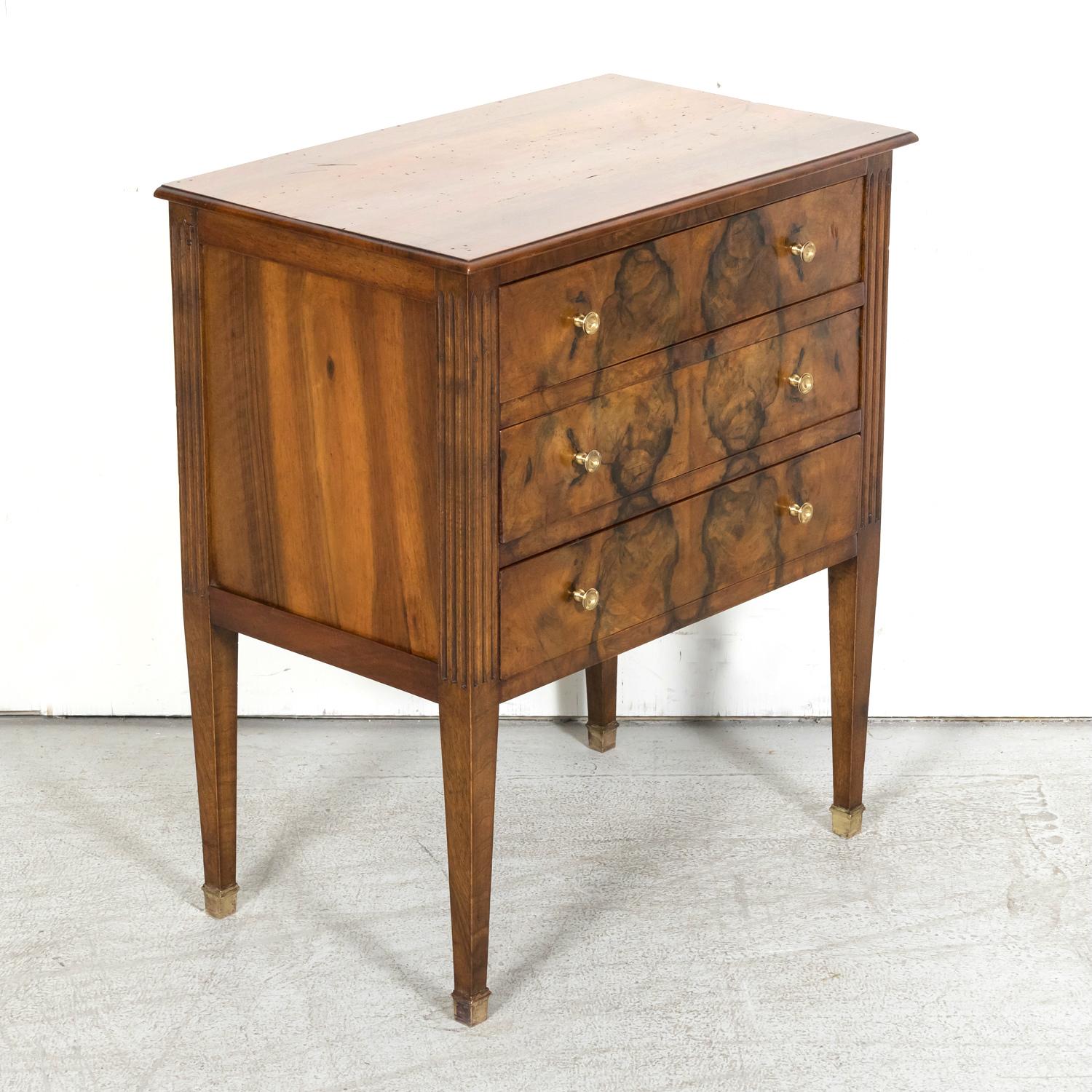 Late 19th Century 19th Century French Louis XVI Style Walnut and Burled Walnut Petite Commode