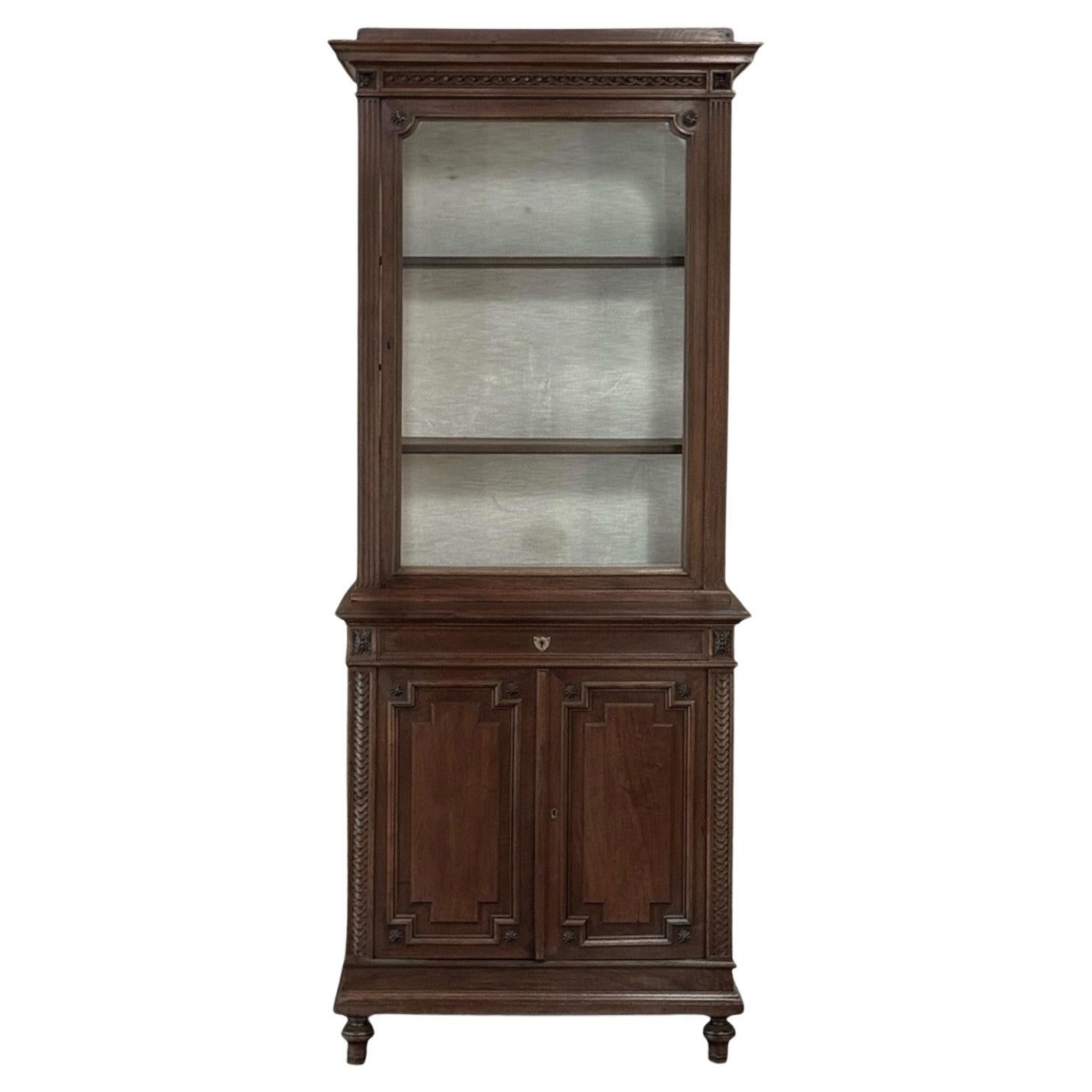 19th Century French Louis XVI Style Walnut Bookcase For Sale
