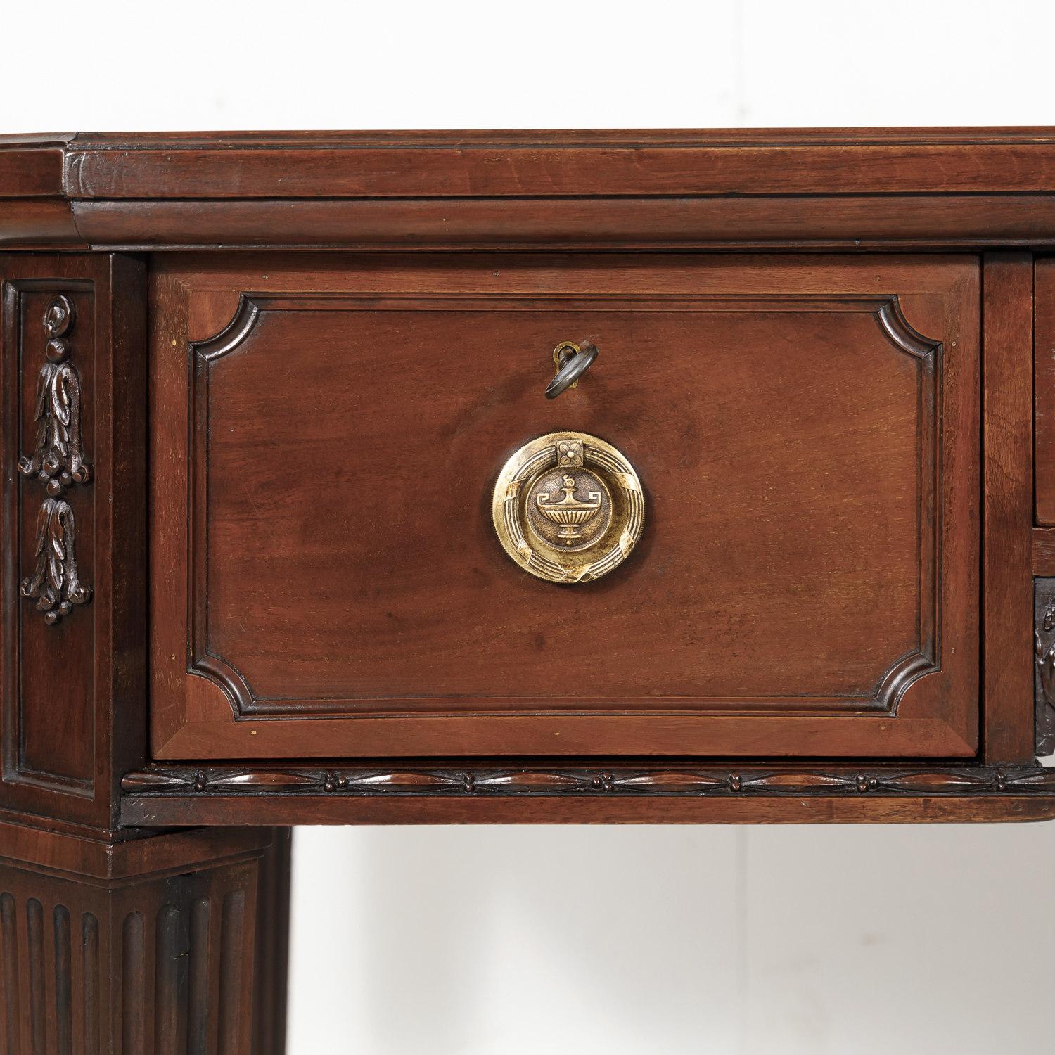 19th Century French Louis XVI Style Walnut Bureau Plat or Desk with Leather Top 6