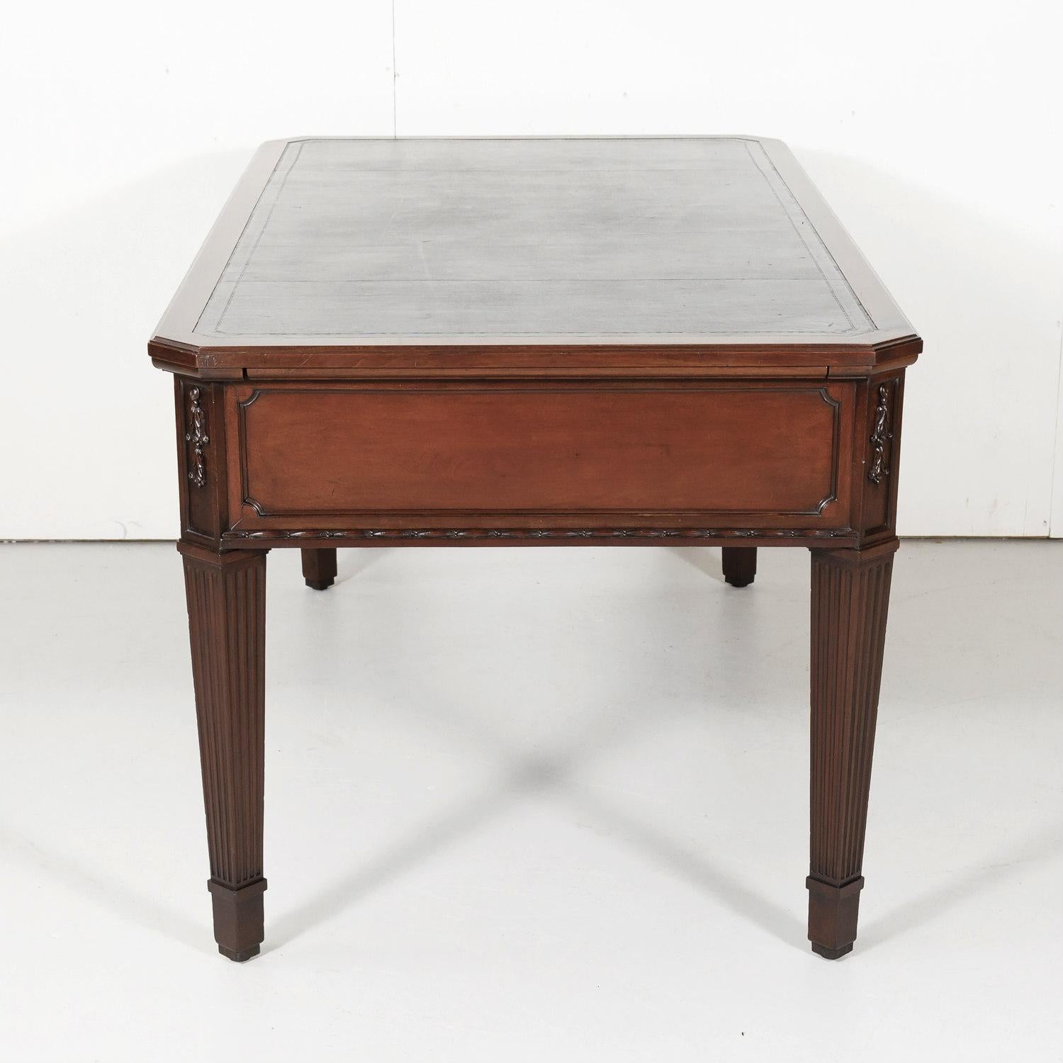 19th Century French Louis XVI Style Walnut Bureau Plat or Desk with Leather Top 9