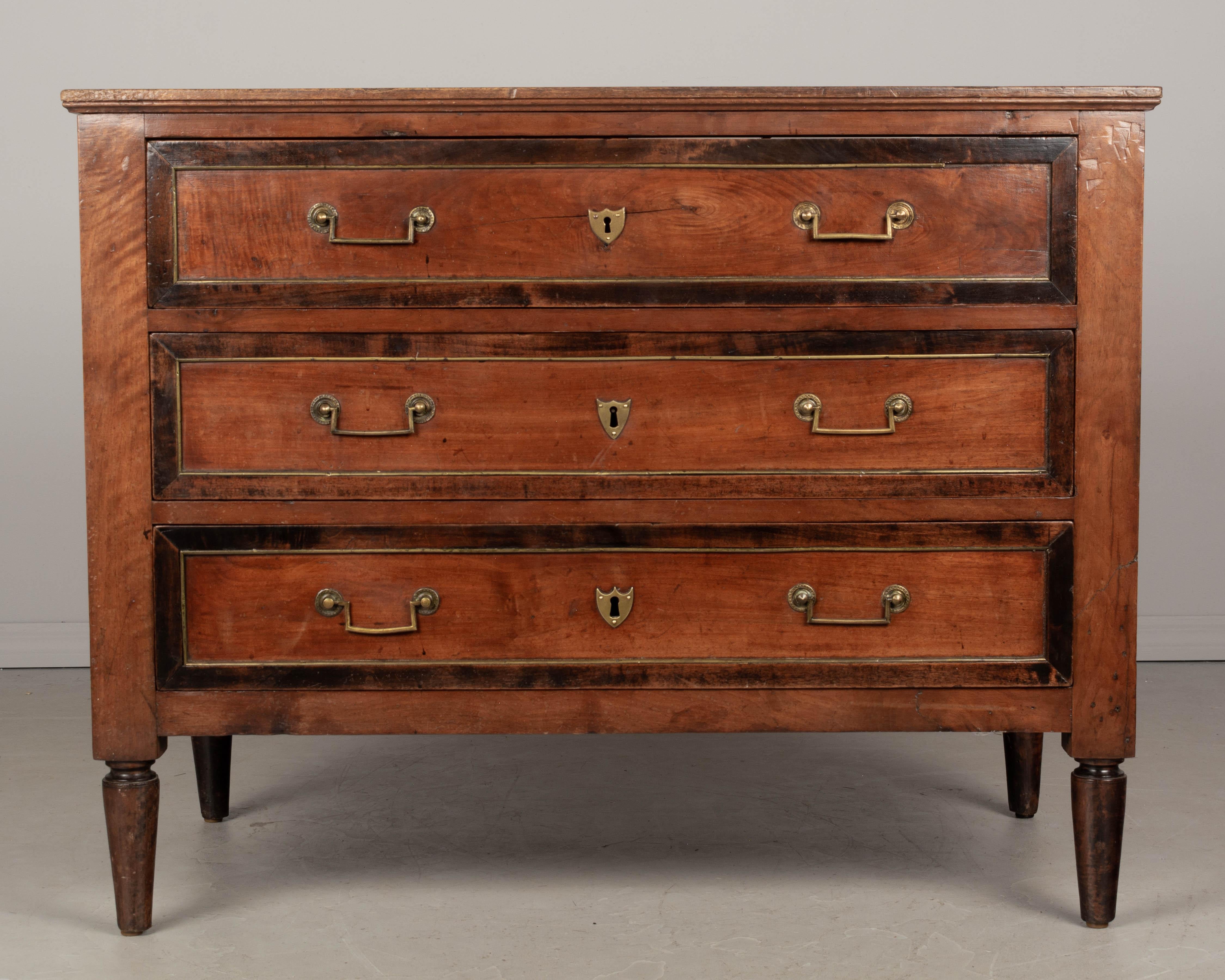 19th Century French Louis XVI Style Walnut Commode In Good Condition For Sale In Winter Park, FL