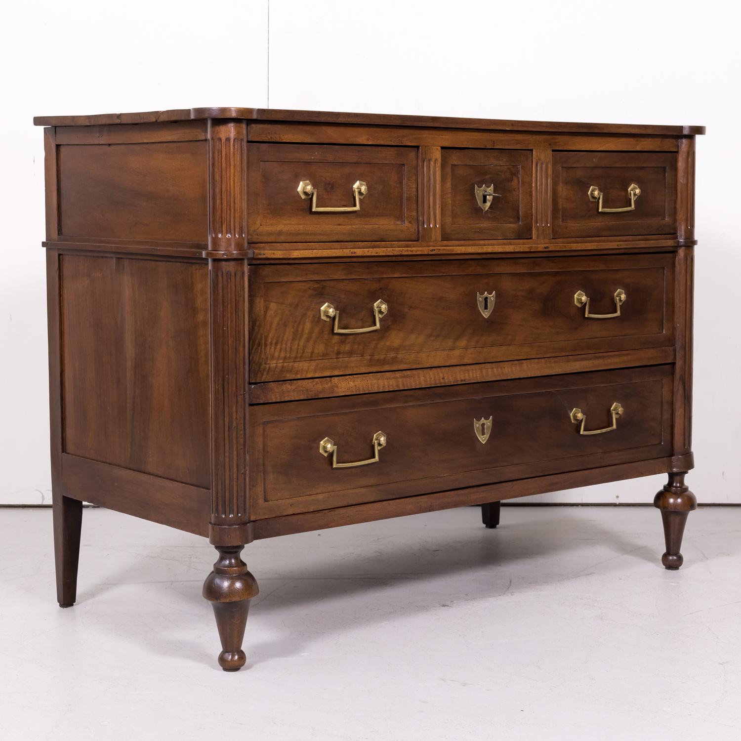 19th Century French Louis XVI Style Walnut Commode or Chest of Drawers In Good Condition In Birmingham, AL