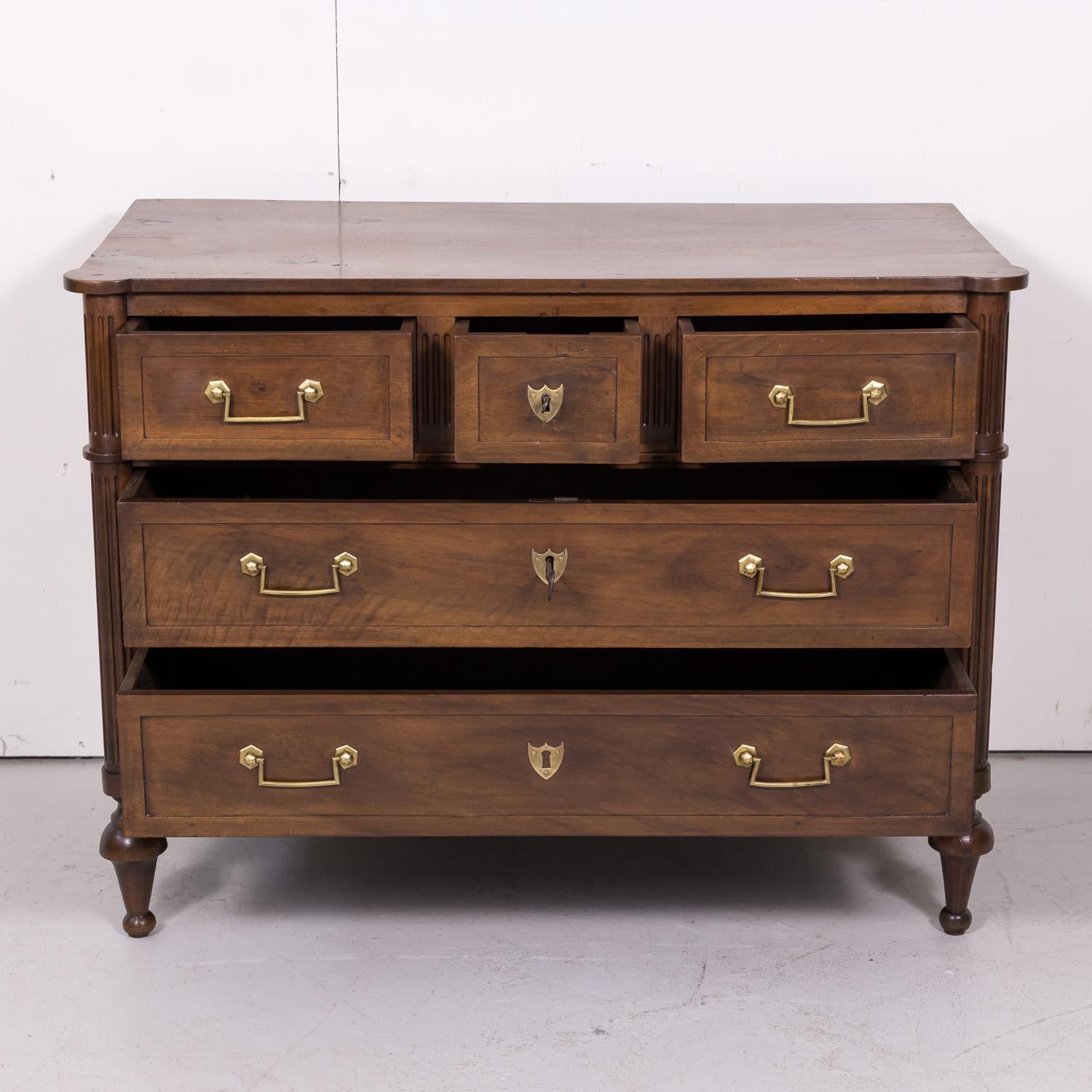 19th Century French Louis XVI Style Walnut Commode or Chest of Drawers 2