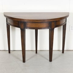 Französische Demilune-Wandkonsole oder Beistelltisch aus Walnussholz im Louis-XVI-Stil des 19. Jahrhunderts