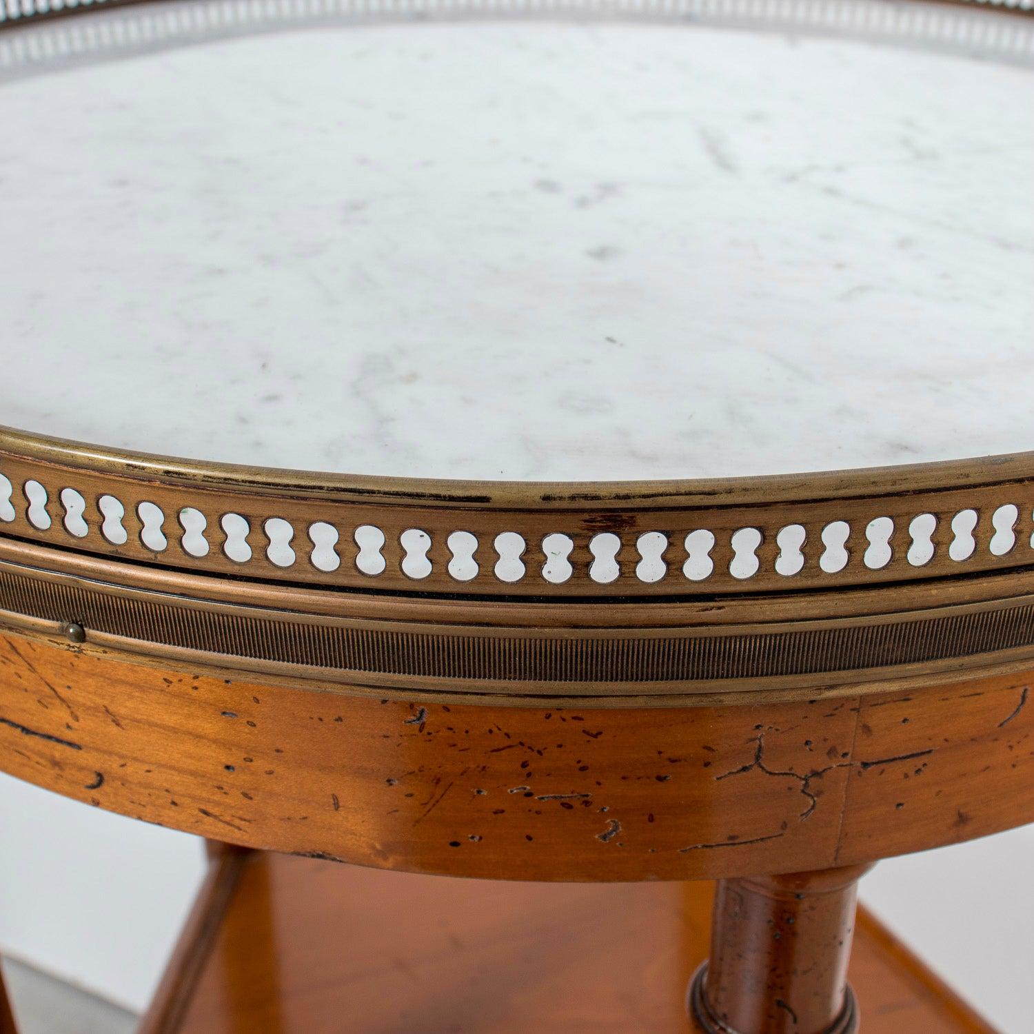 19th Century French Louis XVI Style Walnut Dessert Stand with Carrara Marble Top For Sale 7