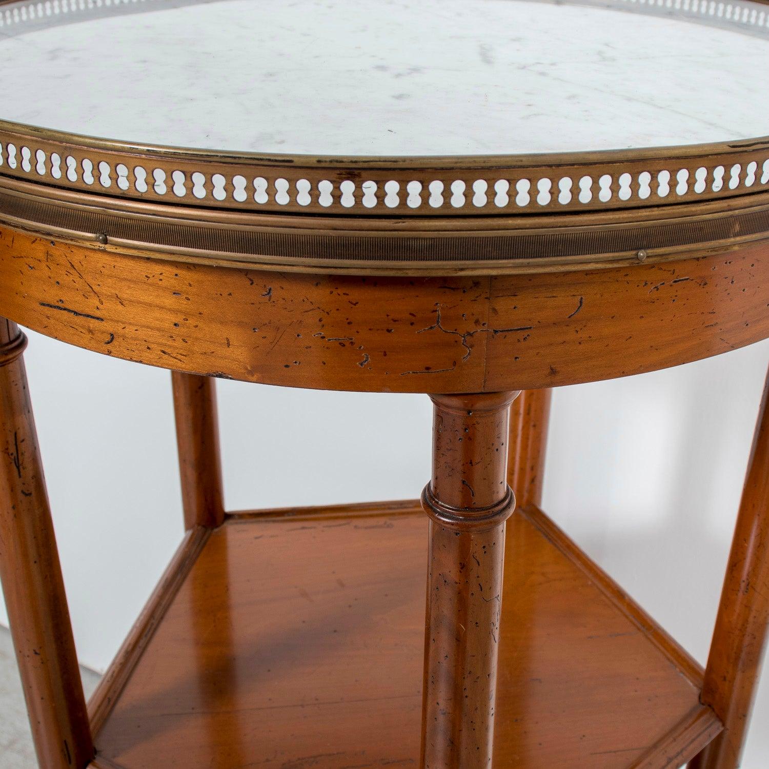 19th Century French Louis XVI Style Walnut Dessert Stand with Carrara Marble Top For Sale 8