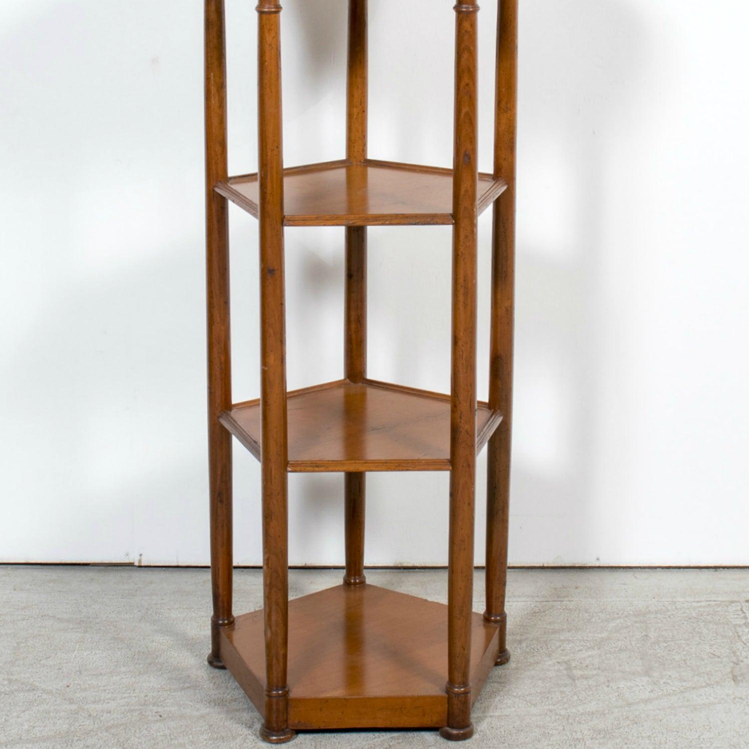 19th Century French Louis XVI Style Walnut Dessert Stand with Carrara Marble Top For Sale 9