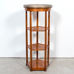 19th Century French Louis XVI Style Walnut Dessert Stand with Carrara Marble Top