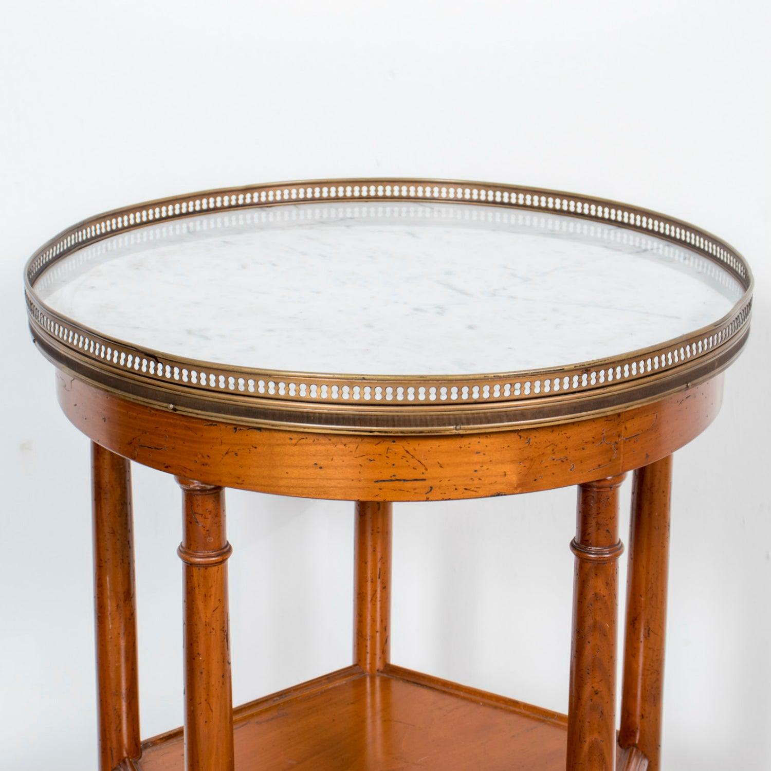 19th Century French Louis XVI Style Walnut Dessert Stand with Carrara Marble Top For Sale 4