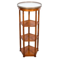 19th Century French Louis XVI Style Walnut Dessert Stand with Carrara Marble Top
