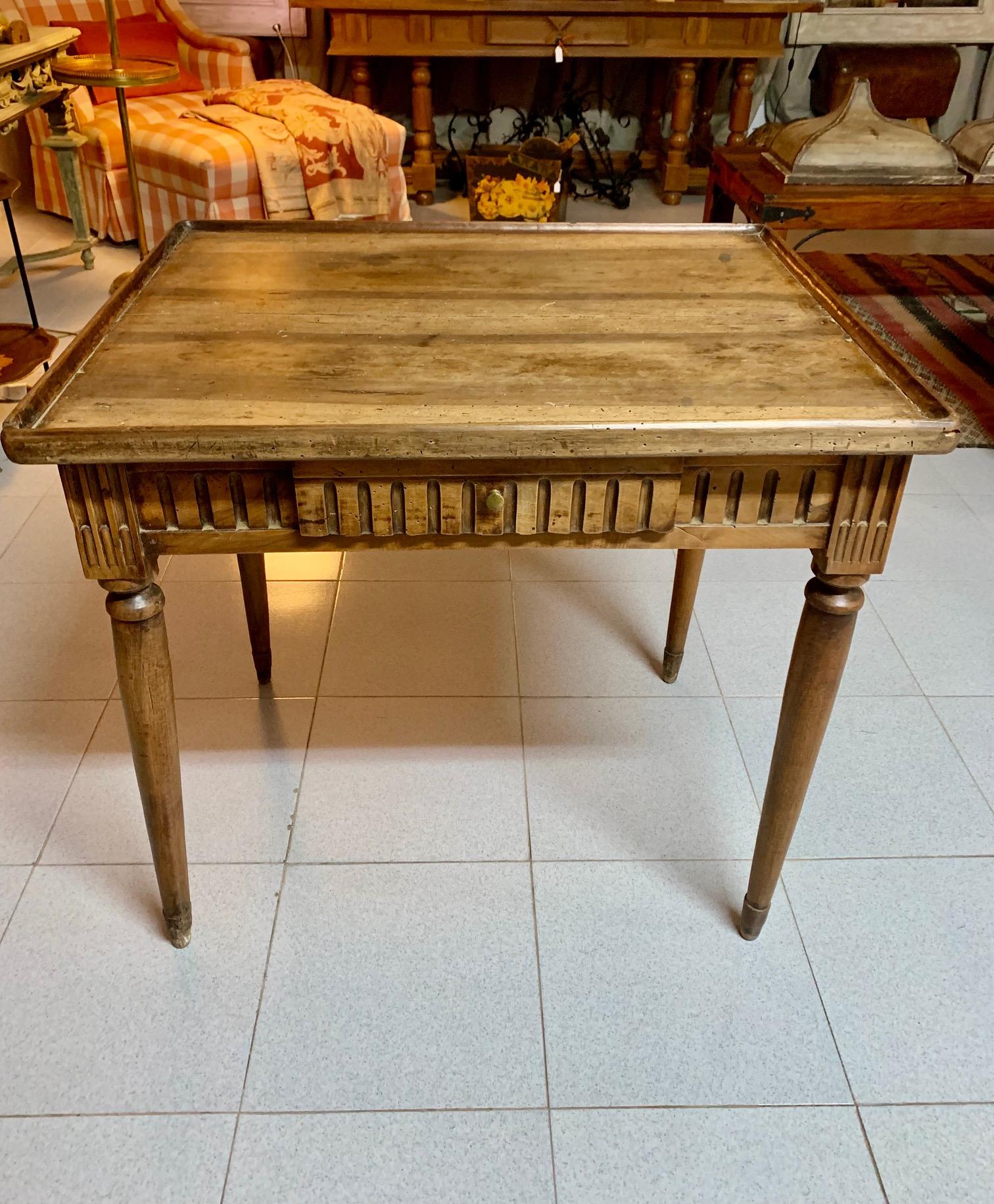 19th Century French Louis XVI Style Walnut Writing Table or Side Table 7