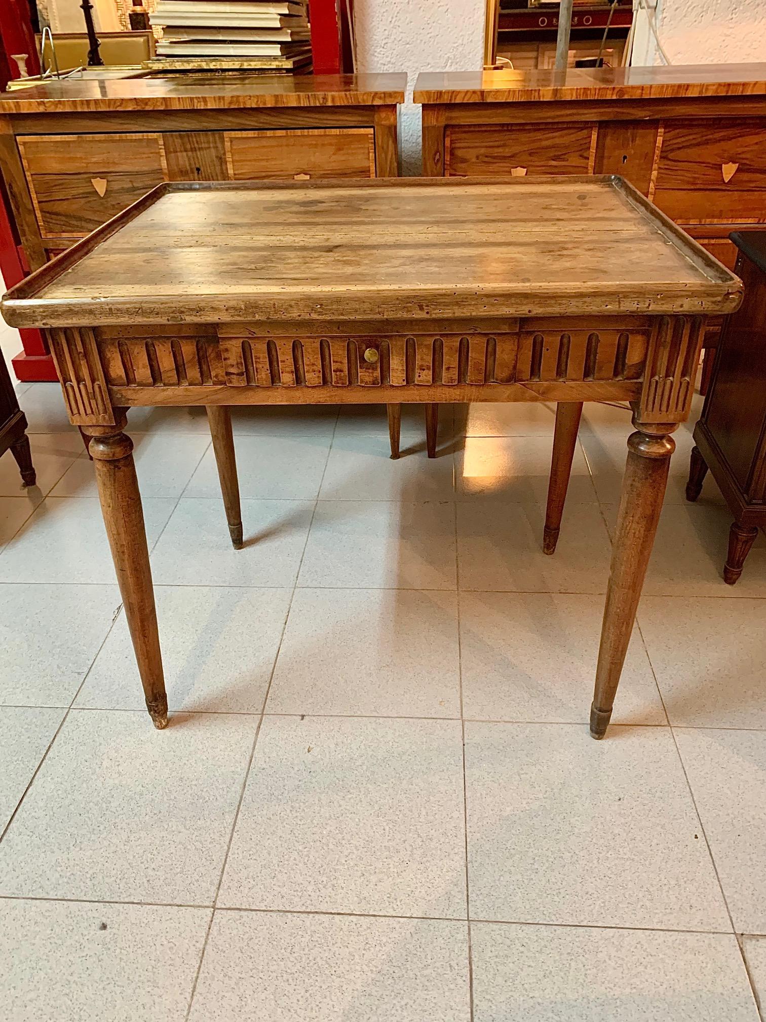 19th Century French Louis XVI Style Walnut Writing Table or Side Table 8