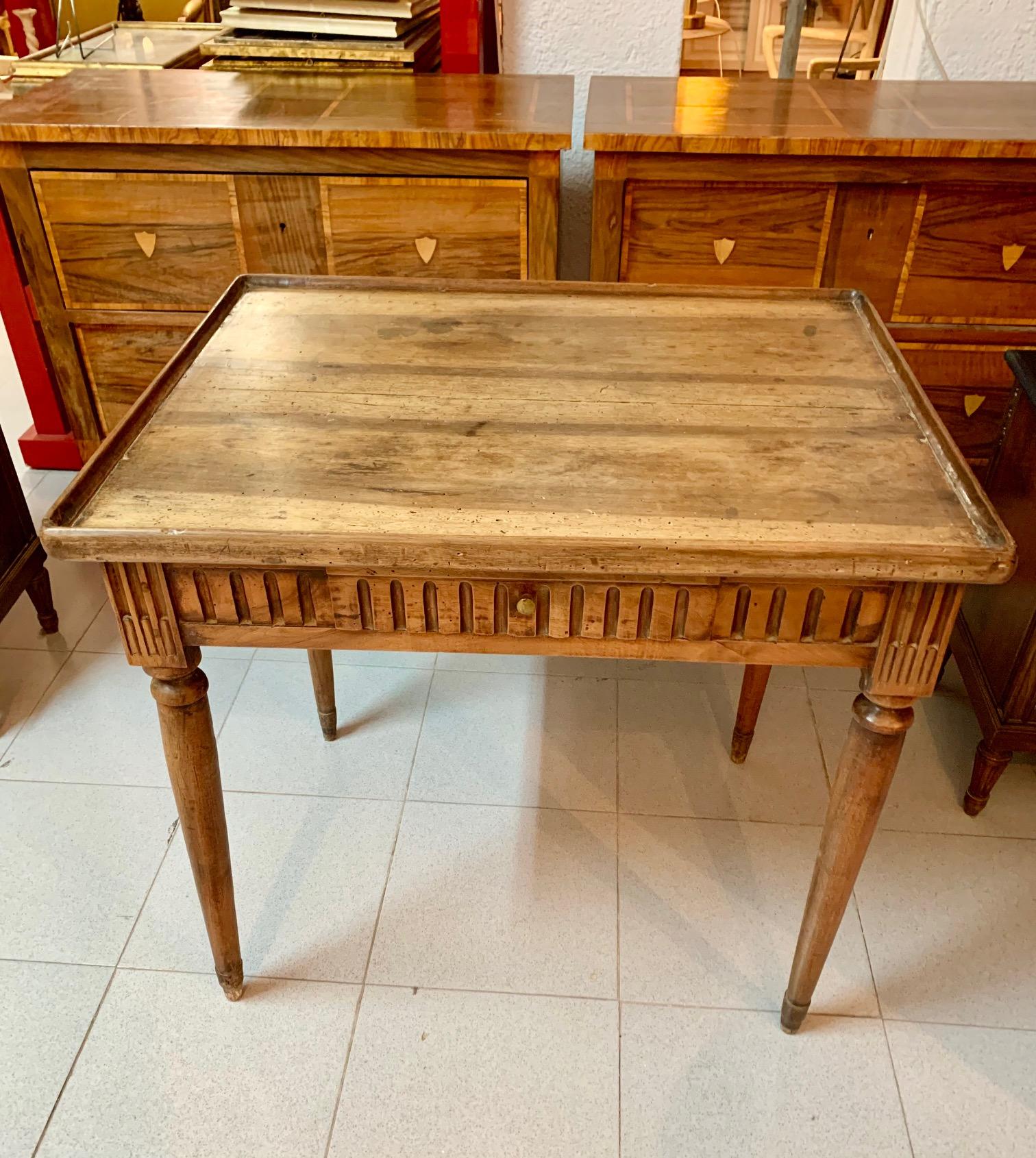 19th Century French Louis XVI Style Walnut Writing Table or Side Table 9