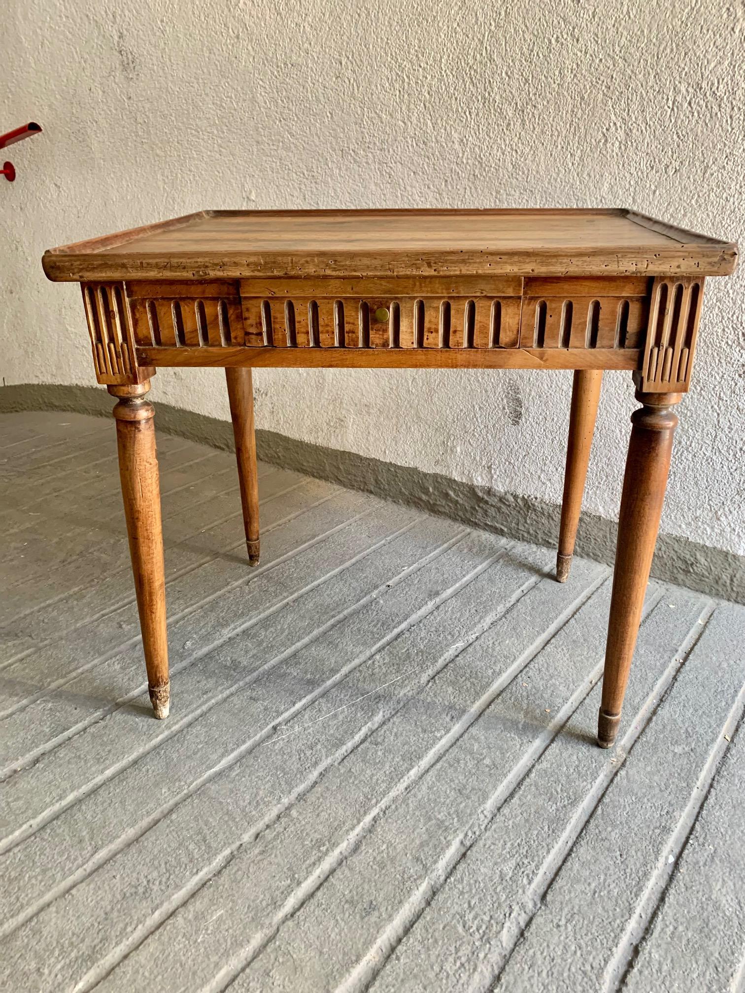 19th Century French Louis XVI Style Walnut Writing Table or Side Table 11