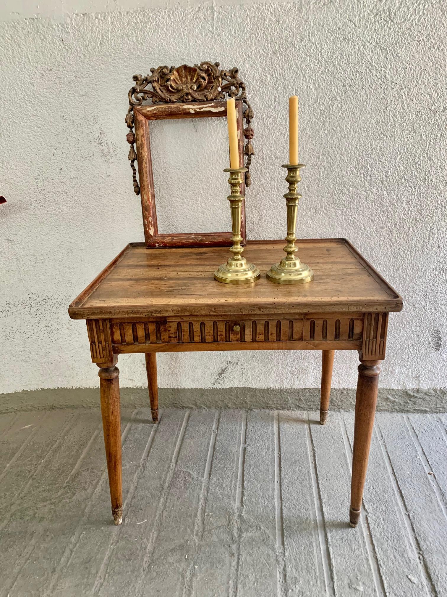 19th Century French Louis XVI Style Walnut Writing Table or Side Table 12