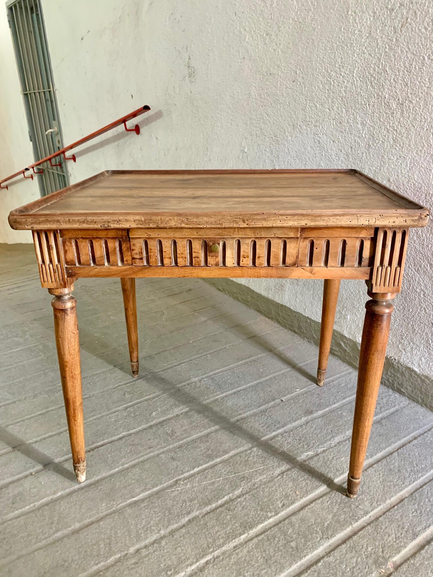 19th Century French Louis XVI Style Walnut Writing Table or Side Table 16