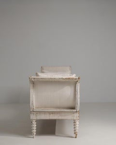 19th Century French Louis XVI Style White Patinated Daybed With Cushions