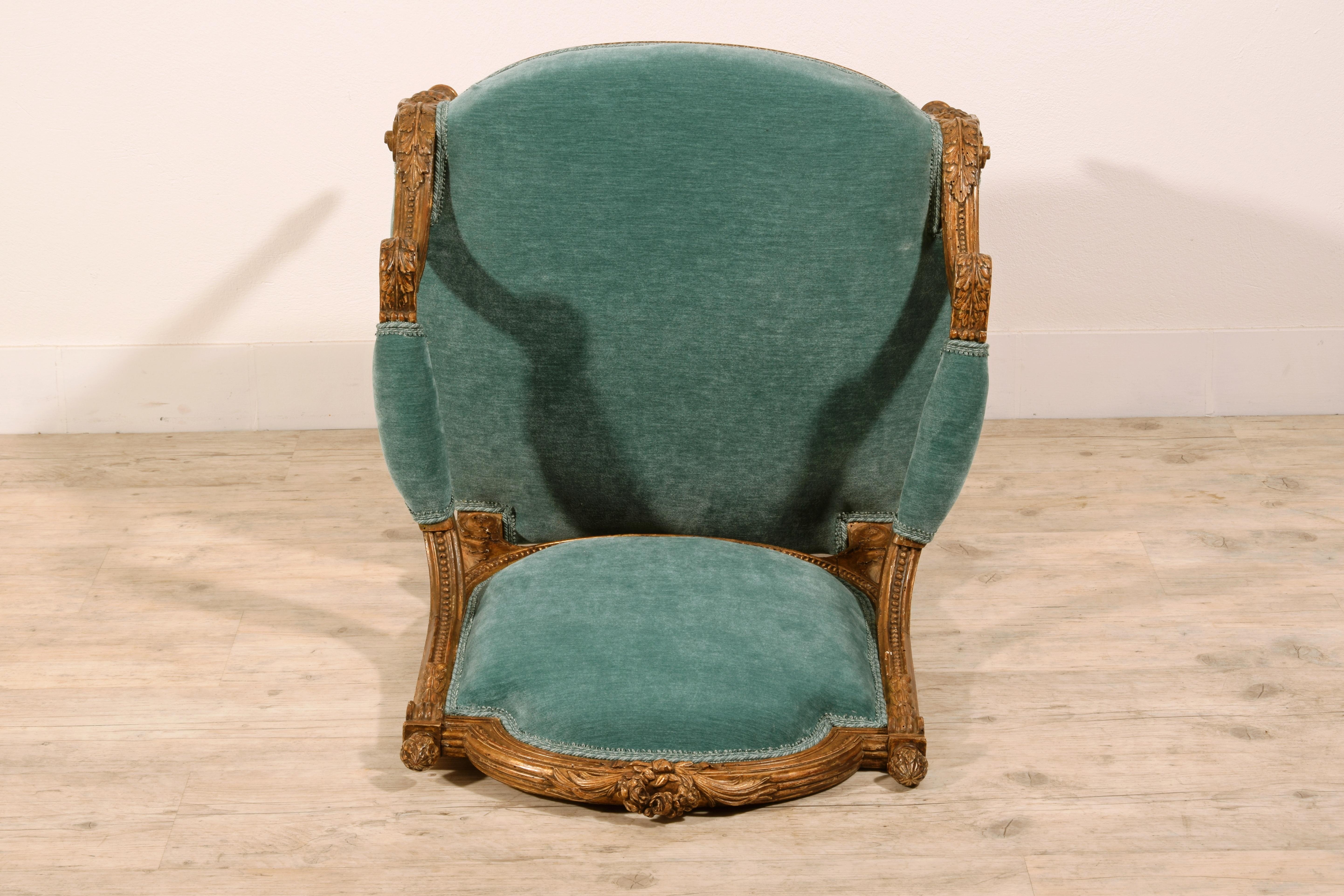 Poltrona in legno francese in stile Luigi XVI del XIX secolo in vendita 2