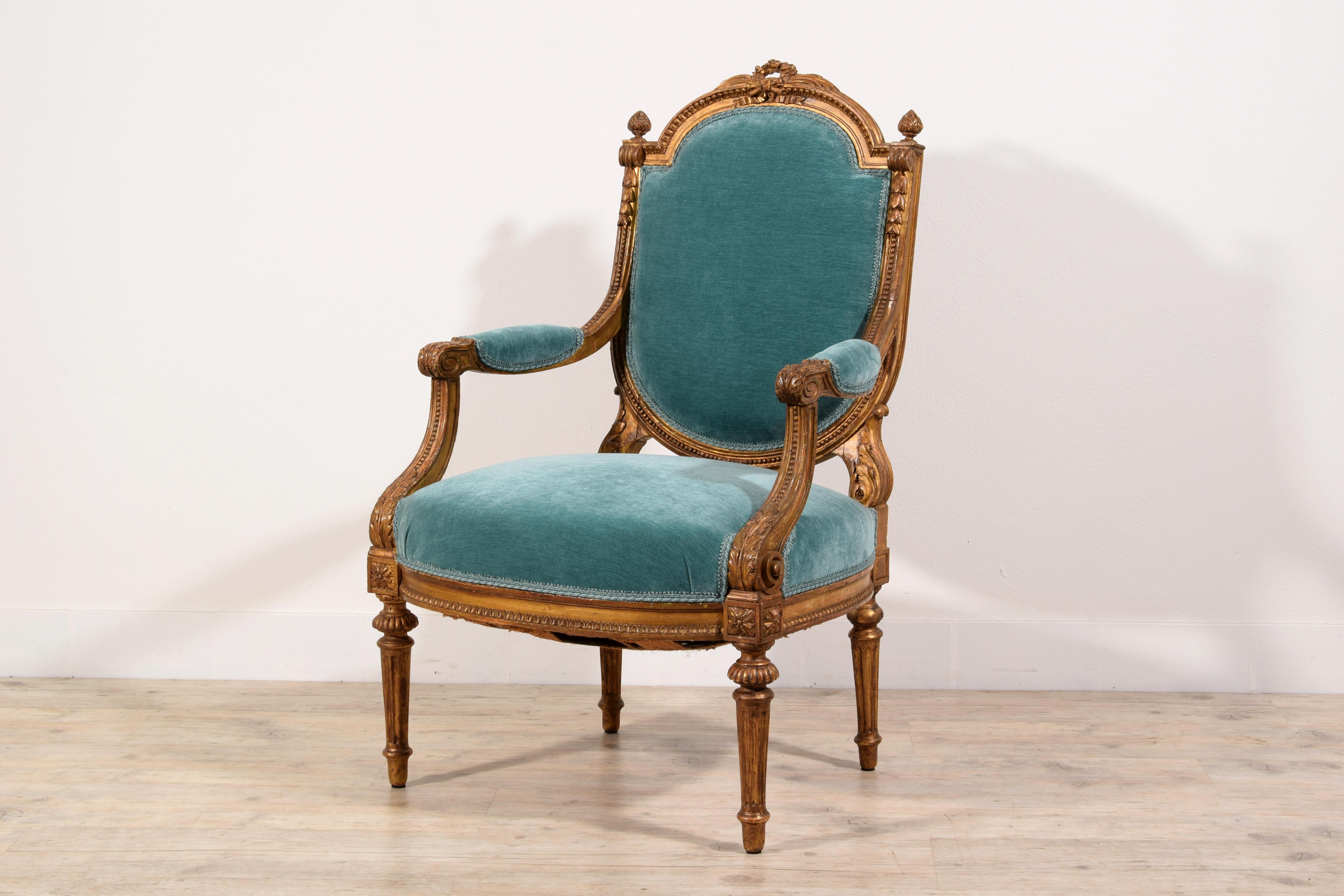 Poltrona in legno francese in stile Luigi XVI del XIX secolo in vendita 12
