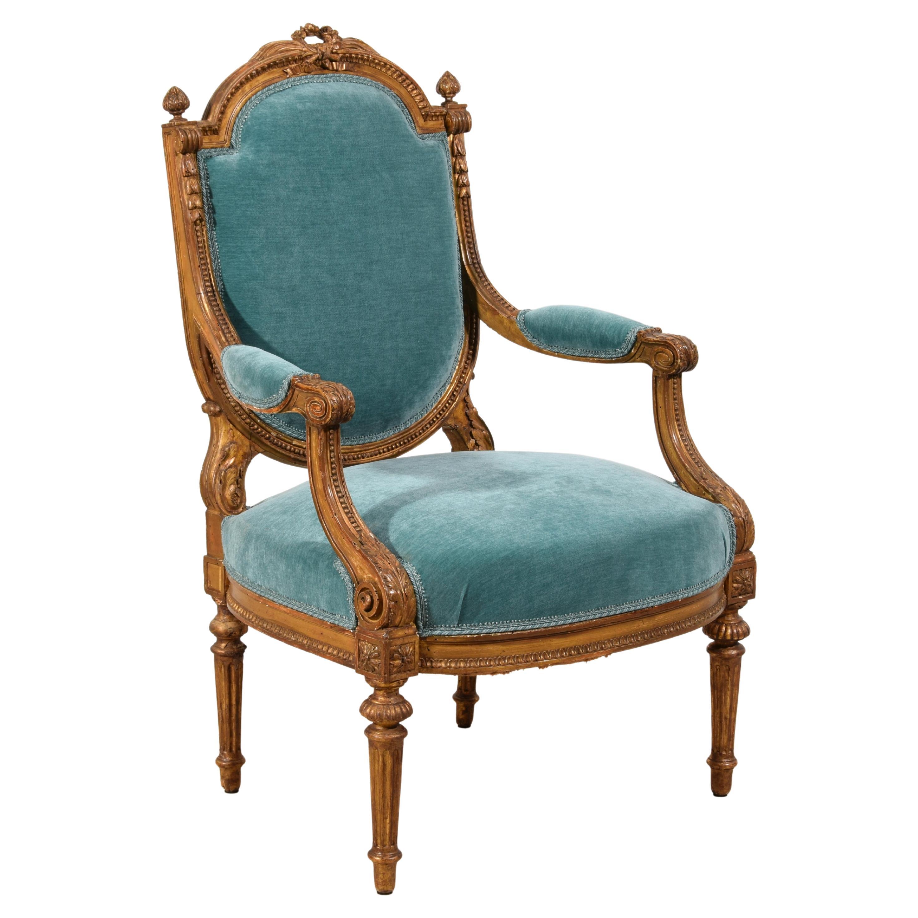 Fauteuil en bois de style Louis XVI, 19e siècle, France 