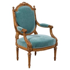 19th Century, French Louis XVI Style Wood Armchair 