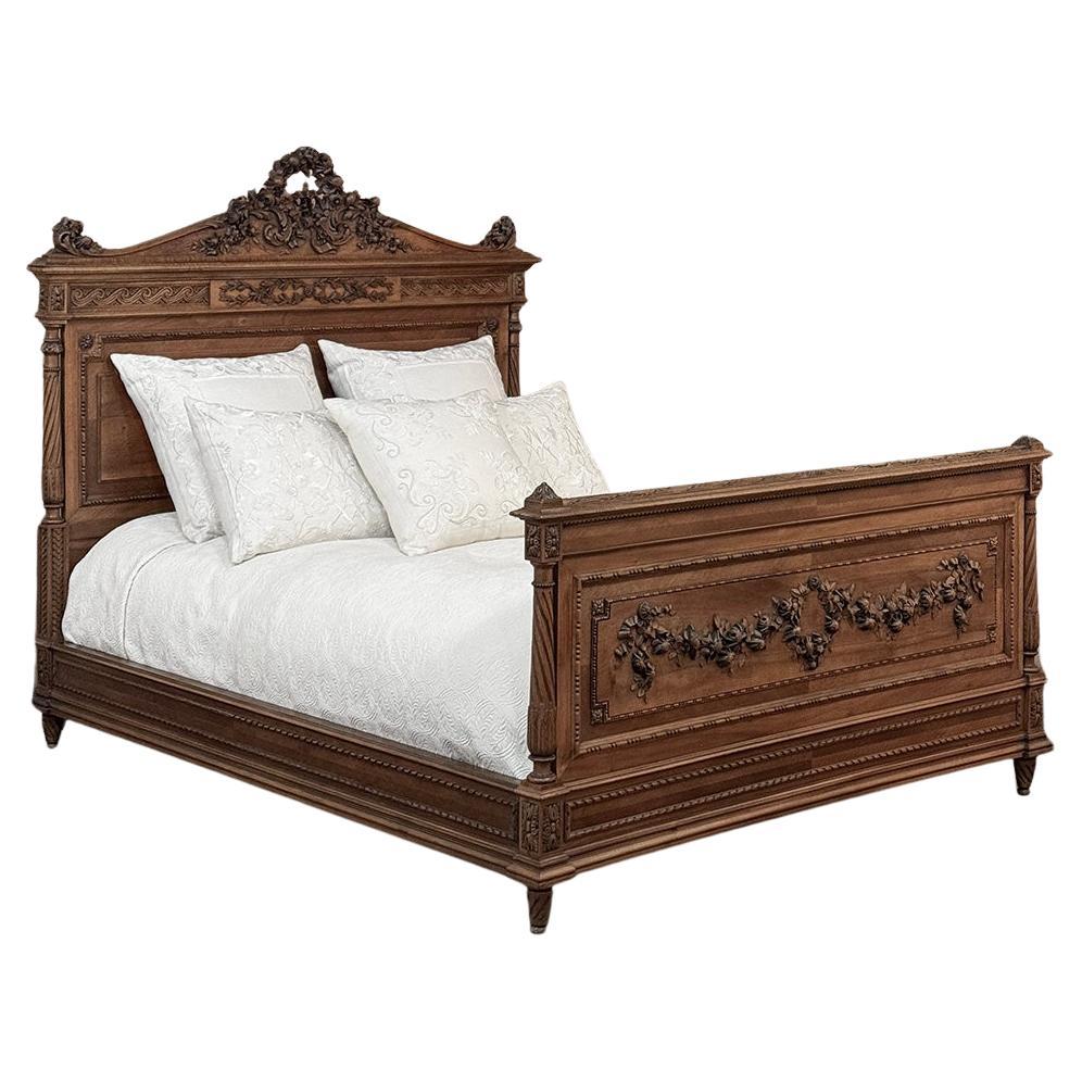 19th Century French Louis XVI Walnut Bed