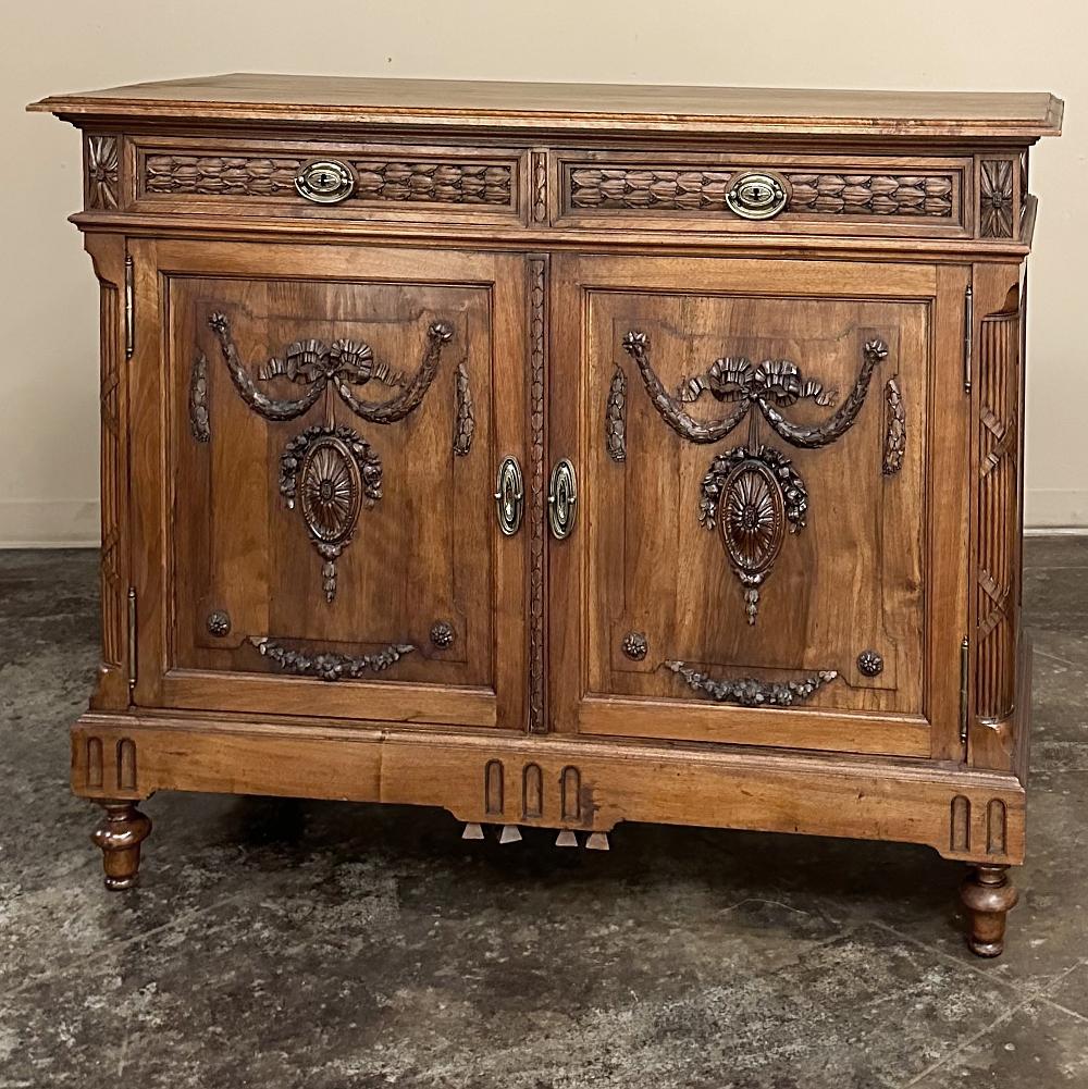 Hand-Crafted 19th Century French Louis XVI Walnut Buffet ~ Sideboard For Sale