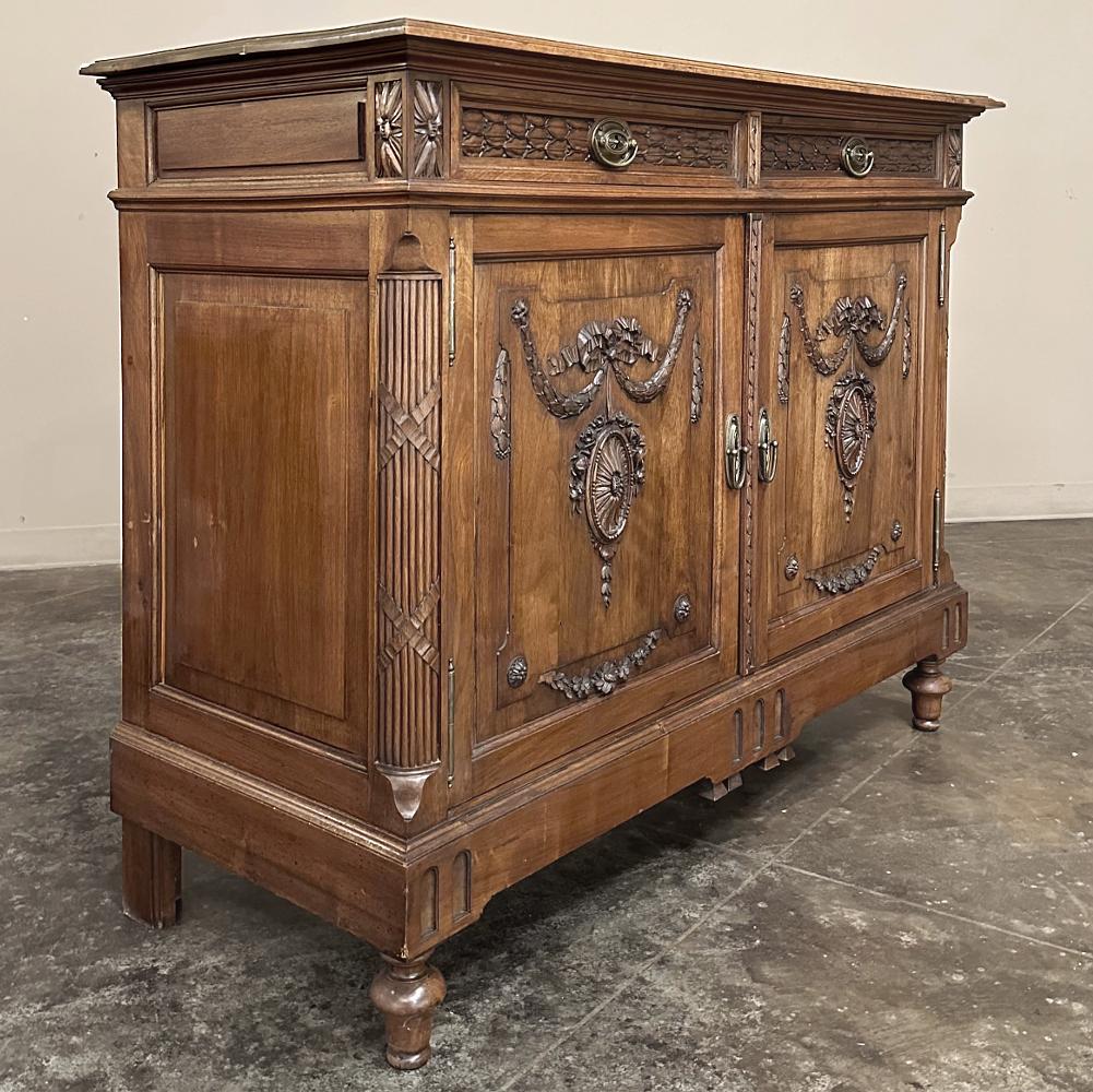 19th Century French Louis XVI Walnut Buffet ~ Sideboard In Good Condition For Sale In Dallas, TX