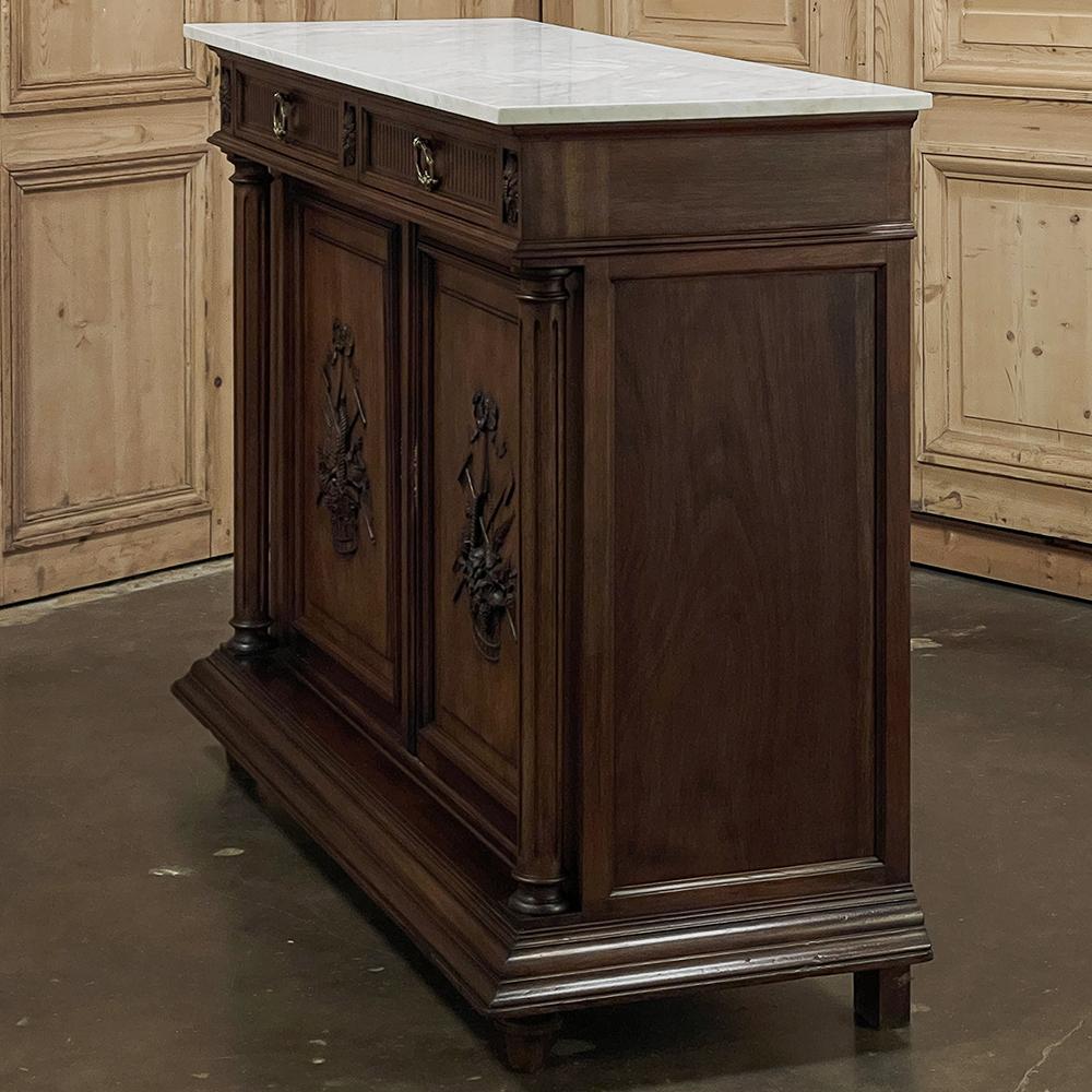19th Century French Louis XVI Walnut Buffet with Carrara Marble For Sale 13