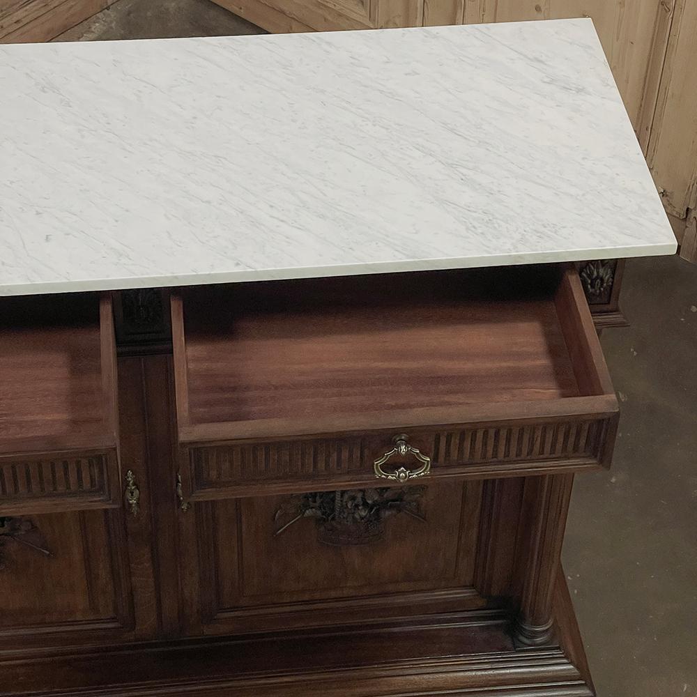 19th Century French Louis XVI Walnut Buffet with Carrara Marble For Sale 2