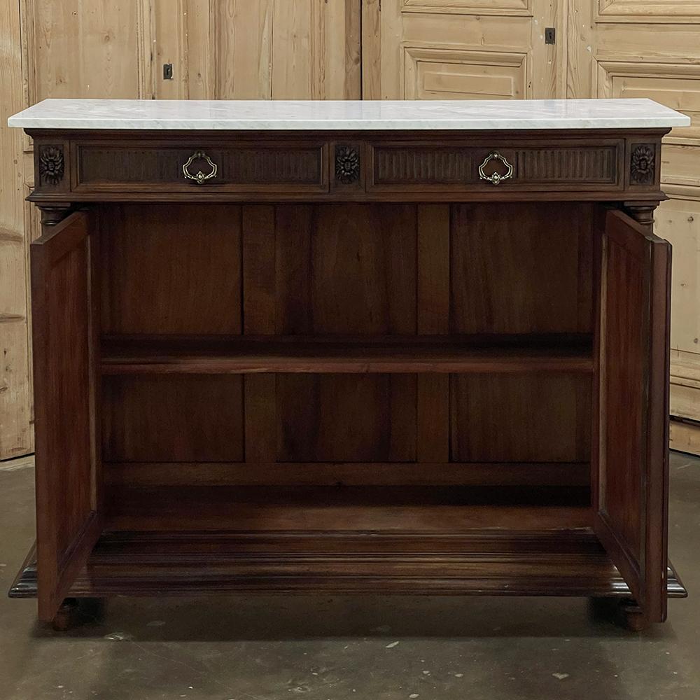 19th Century French Louis XVI Walnut Buffet with Carrara Marble For Sale 3