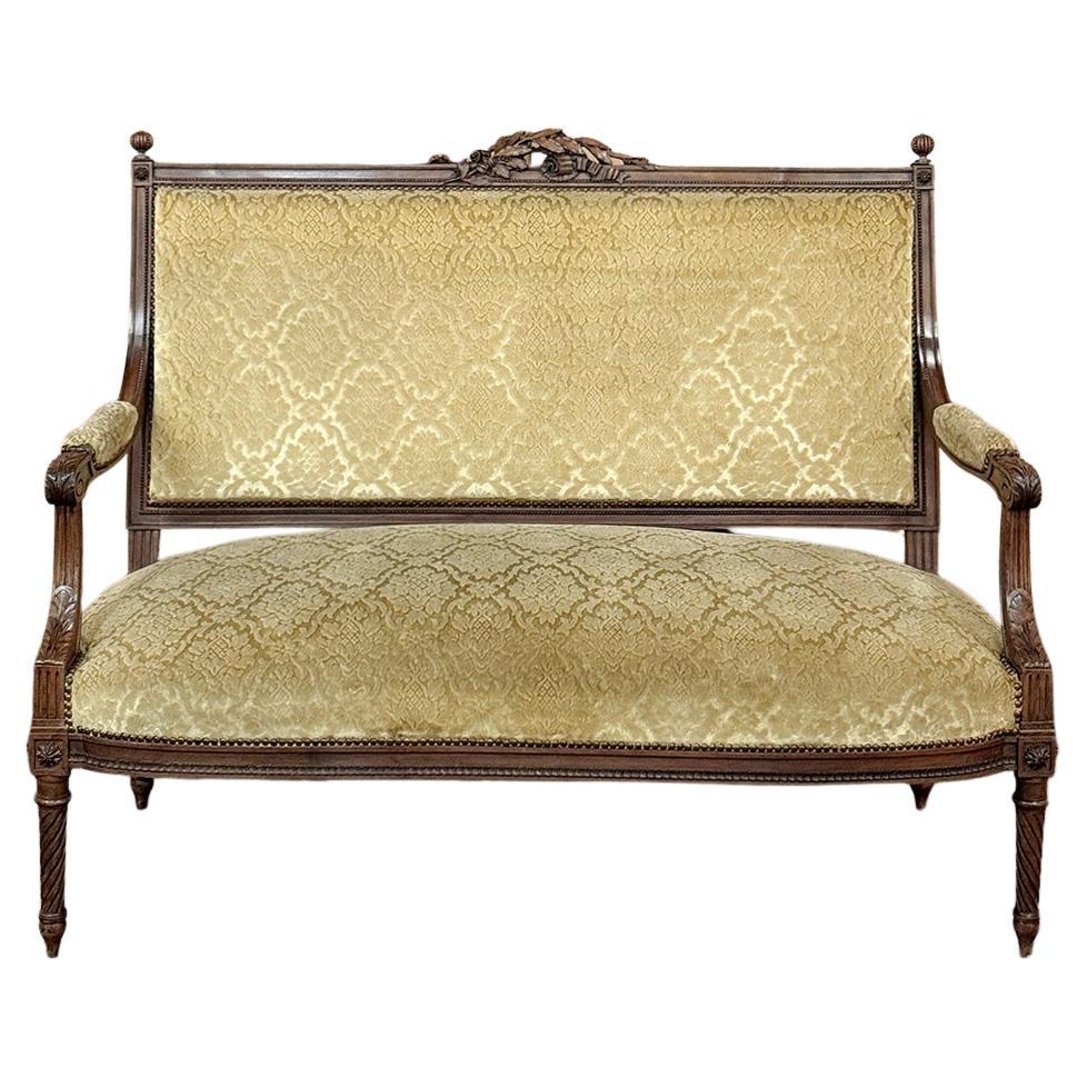 19th Century French Louis XVI Walnut Canape ~ Sofa