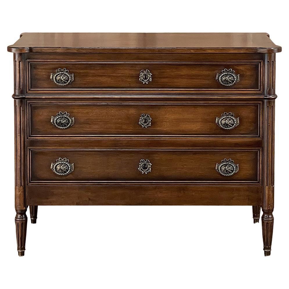 19th Century French Louis XVI Walnut Commode, Chest of Drawers For Sale
