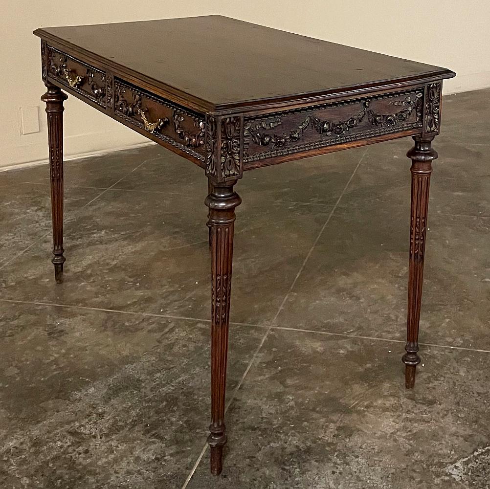 19th Century French Louis XVI Walnut Double-Faced Writing Table For Sale 5