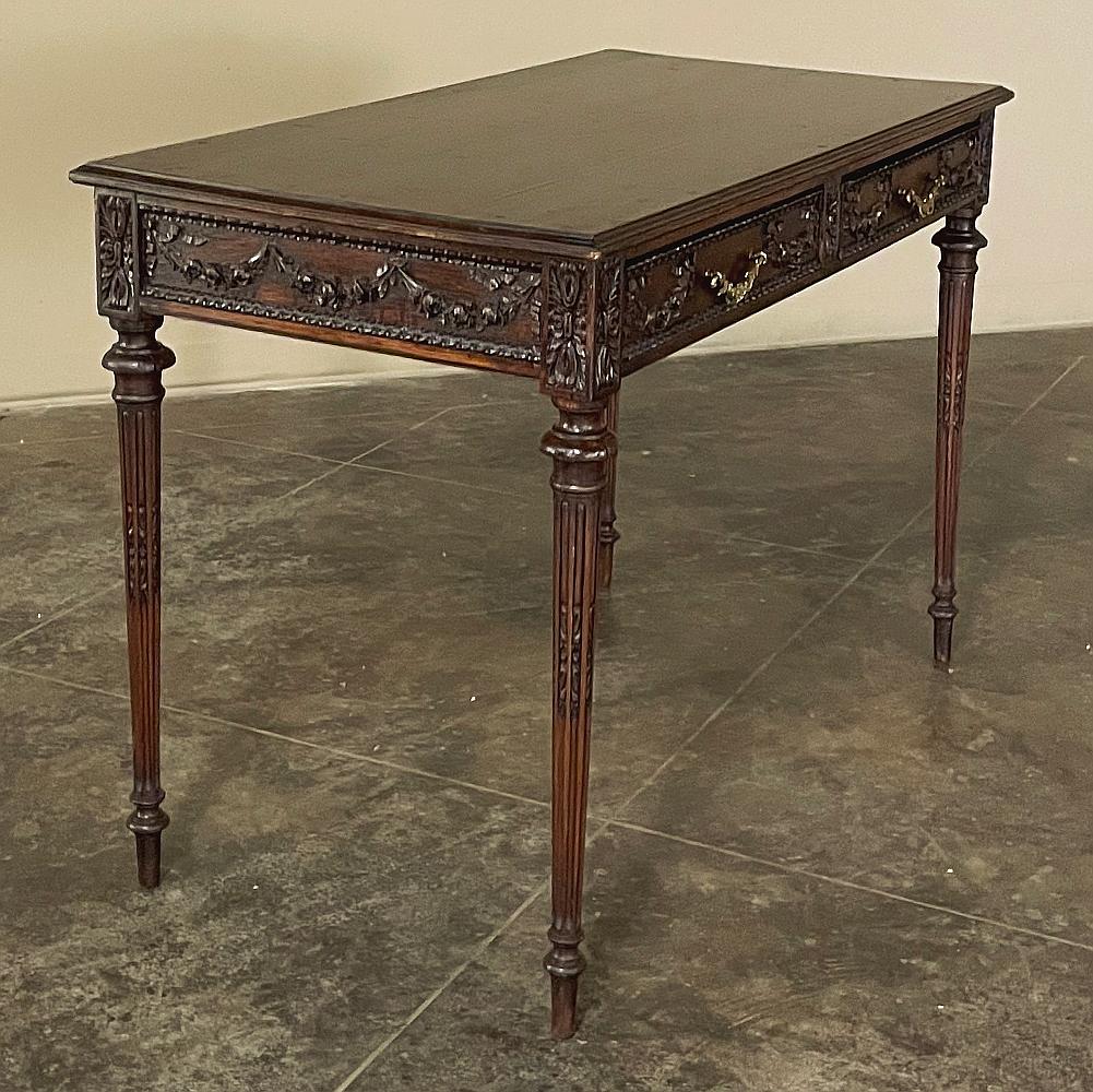 19th Century French Louis XVI Walnut Double-Faced Writing Table For Sale 6