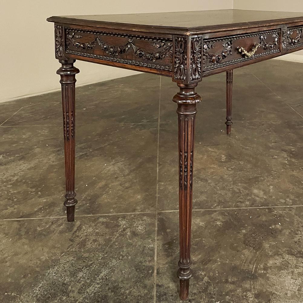 19th Century French Louis XVI Walnut Double-Faced Writing Table For Sale 7
