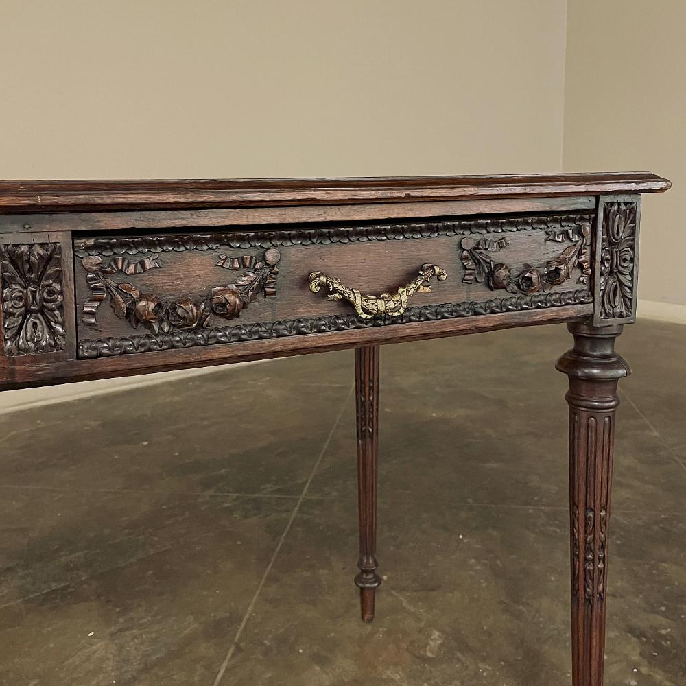 19th Century French Louis XVI Walnut Double-Faced Writing Table For Sale 9