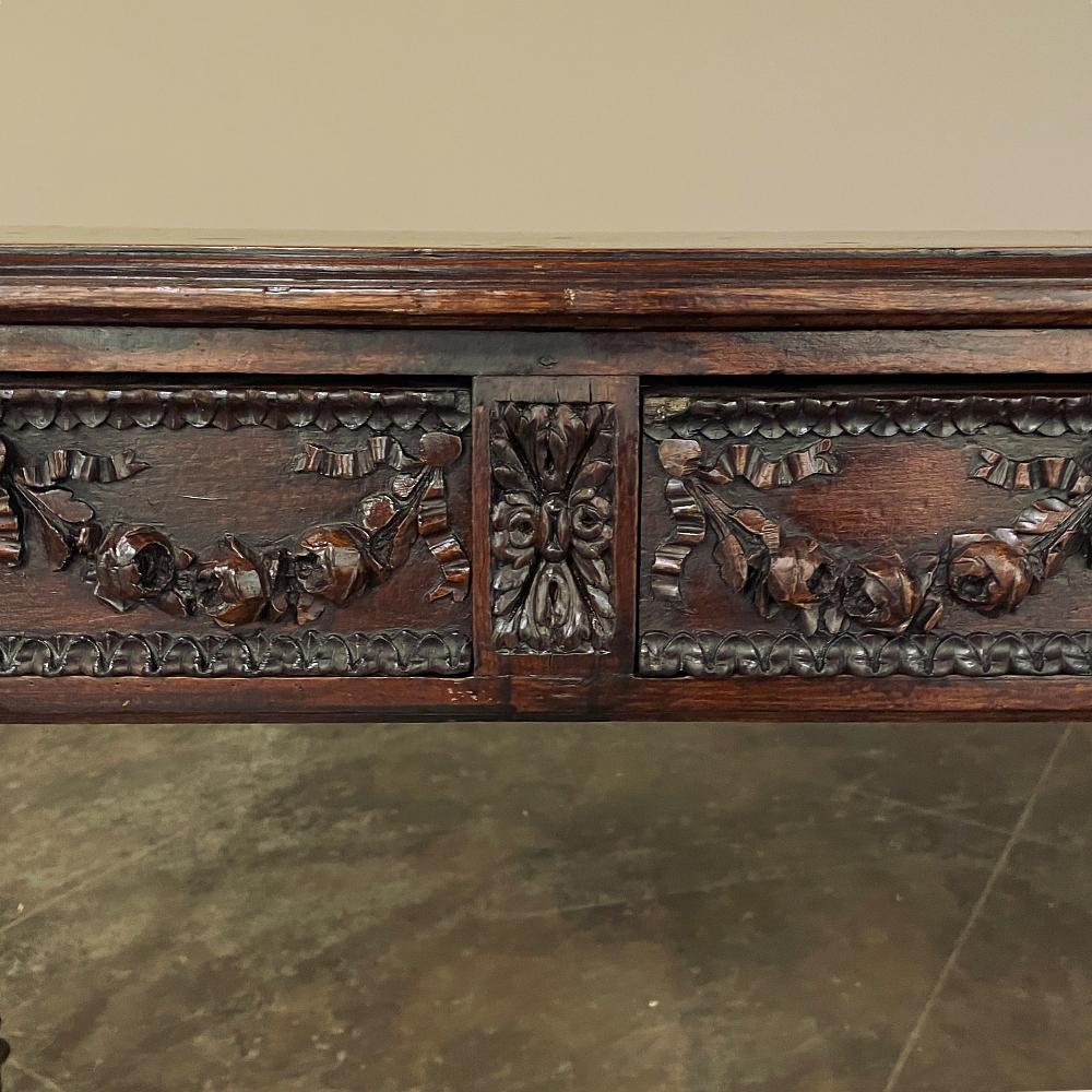19th Century French Louis XVI Walnut Double-Faced Writing Table For Sale 11