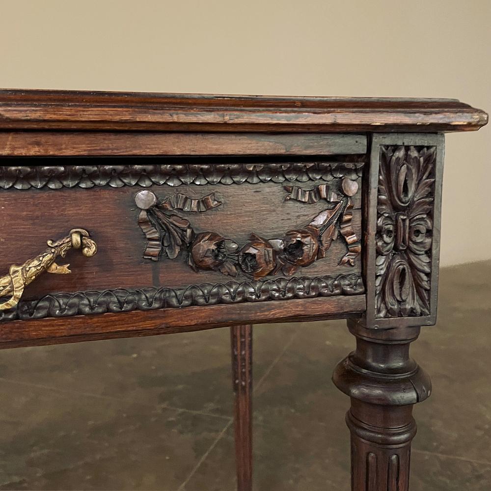 19th Century French Louis XVI Walnut Double-Faced Writing Table For Sale 12