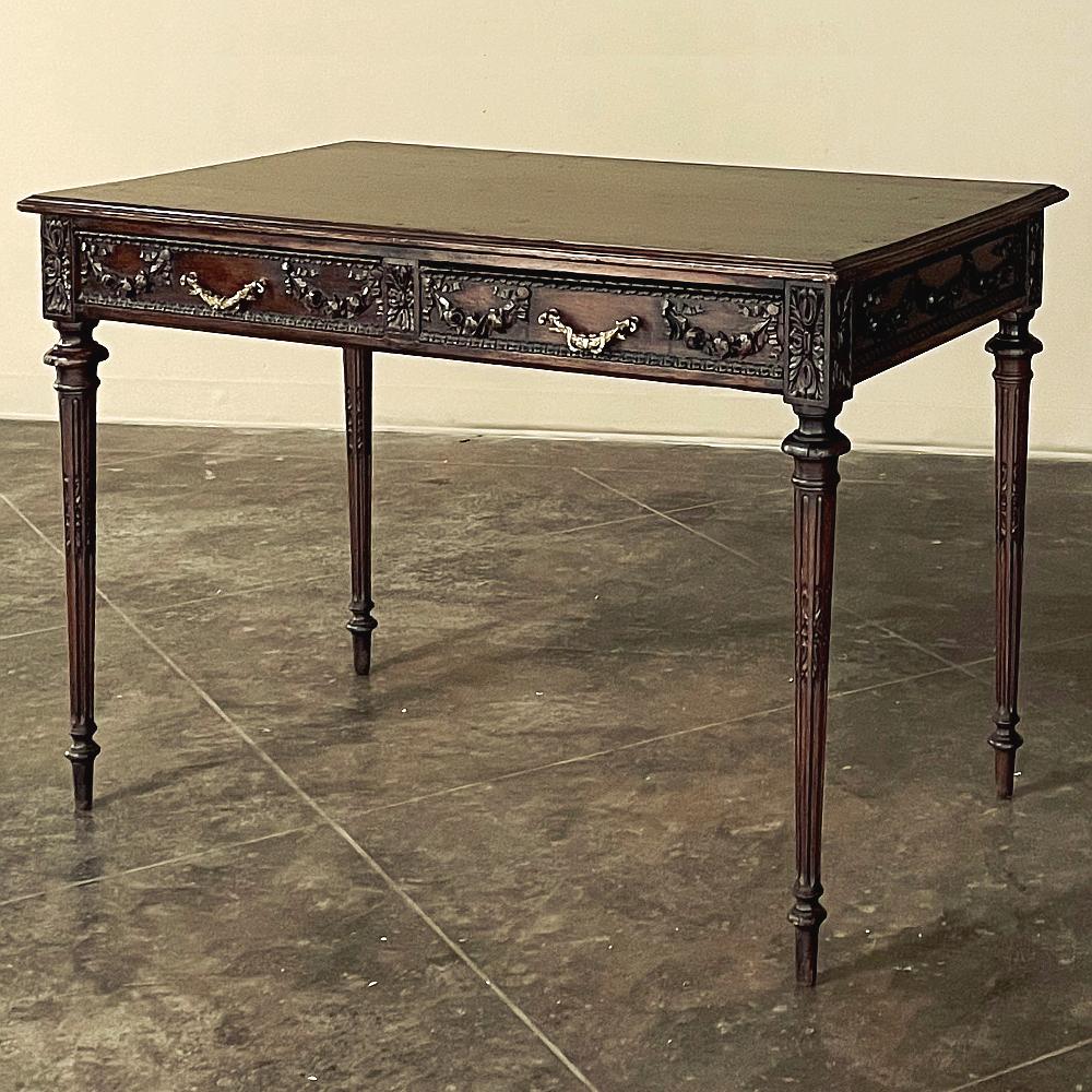 19th Century French Louis XVI Walnut Double-Faced Writing Table In Good Condition For Sale In Dallas, TX