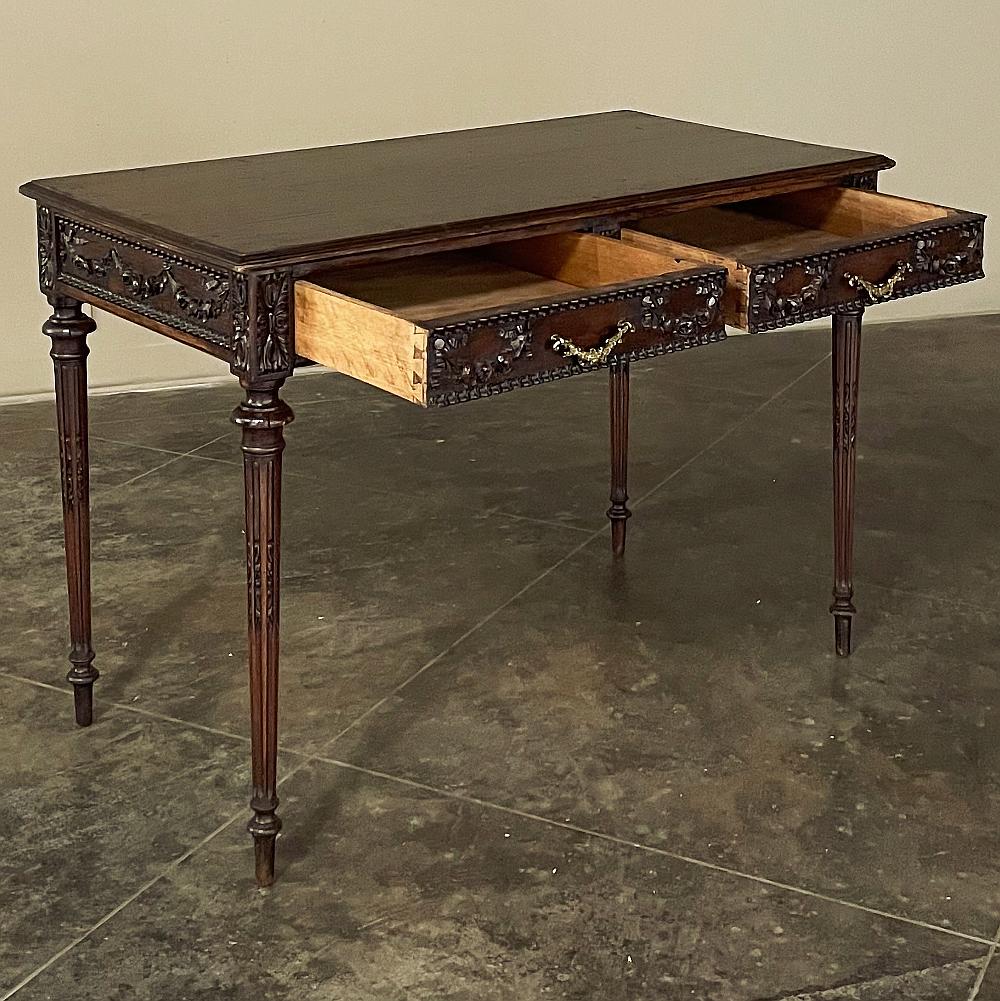 19th Century French Louis XVI Walnut Double-Faced Writing Table For Sale 1