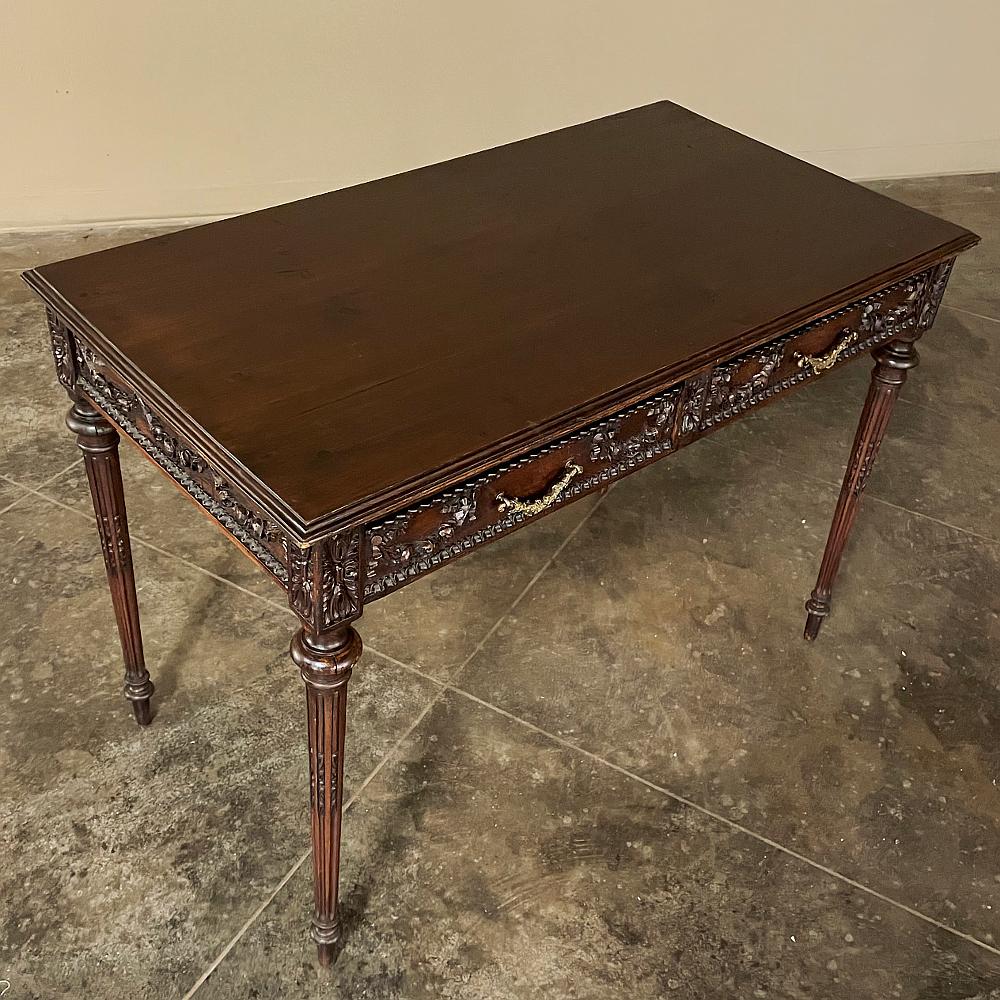 19th Century French Louis XVI Walnut Double-Faced Writing Table For Sale 3