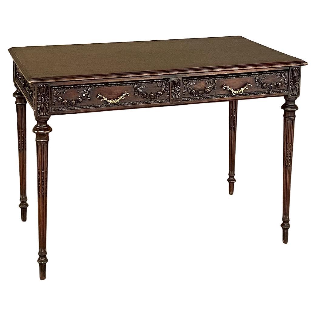 19th Century French Louis XVI Walnut Double-Faced Writing Table For Sale