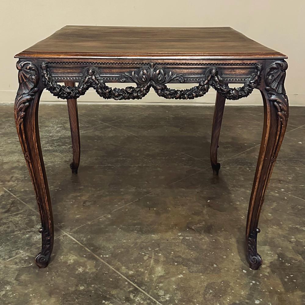 Hand-Carved 19th Century French Louis XVI Walnut End Table ~ Center Table For Sale