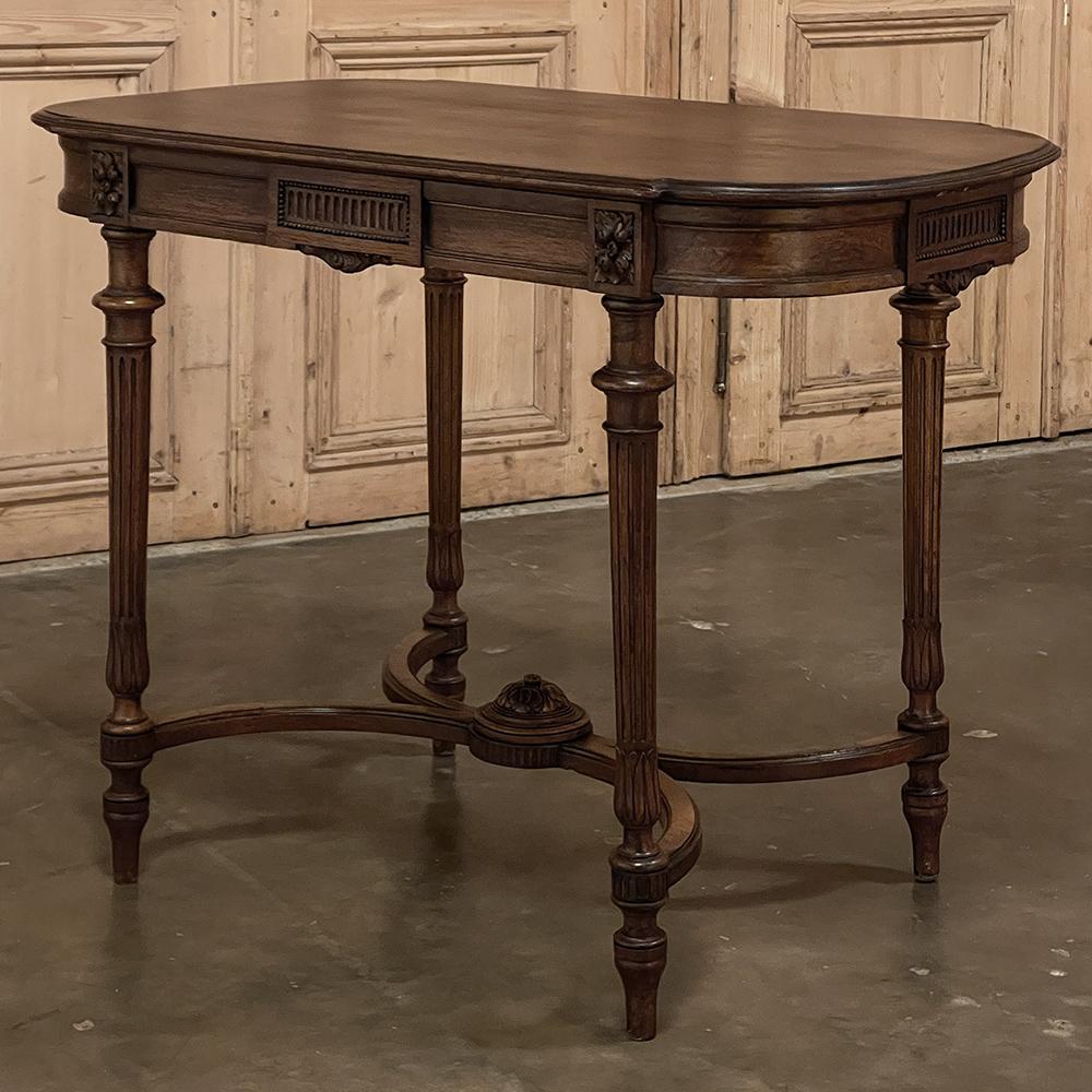 Hand-Carved 19th Century French Louis XVI Walnut End Table ~ Library Table For Sale